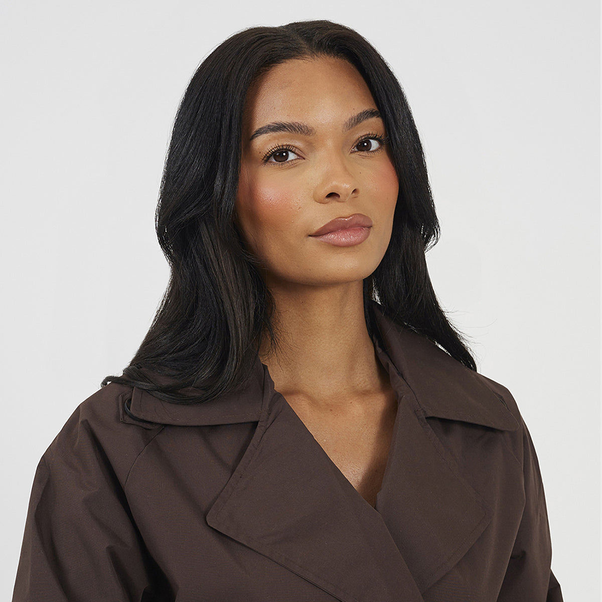Brave Soul Chocolate Double Breasted Short Trench Coat - Chocolate Image 4