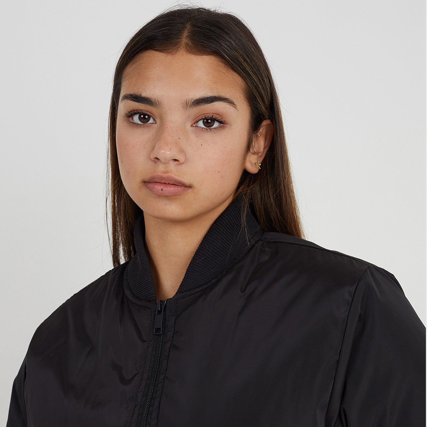 Brave Soul Black Ruched Sleeve Oversized Bomber Jacket - Black Image 4