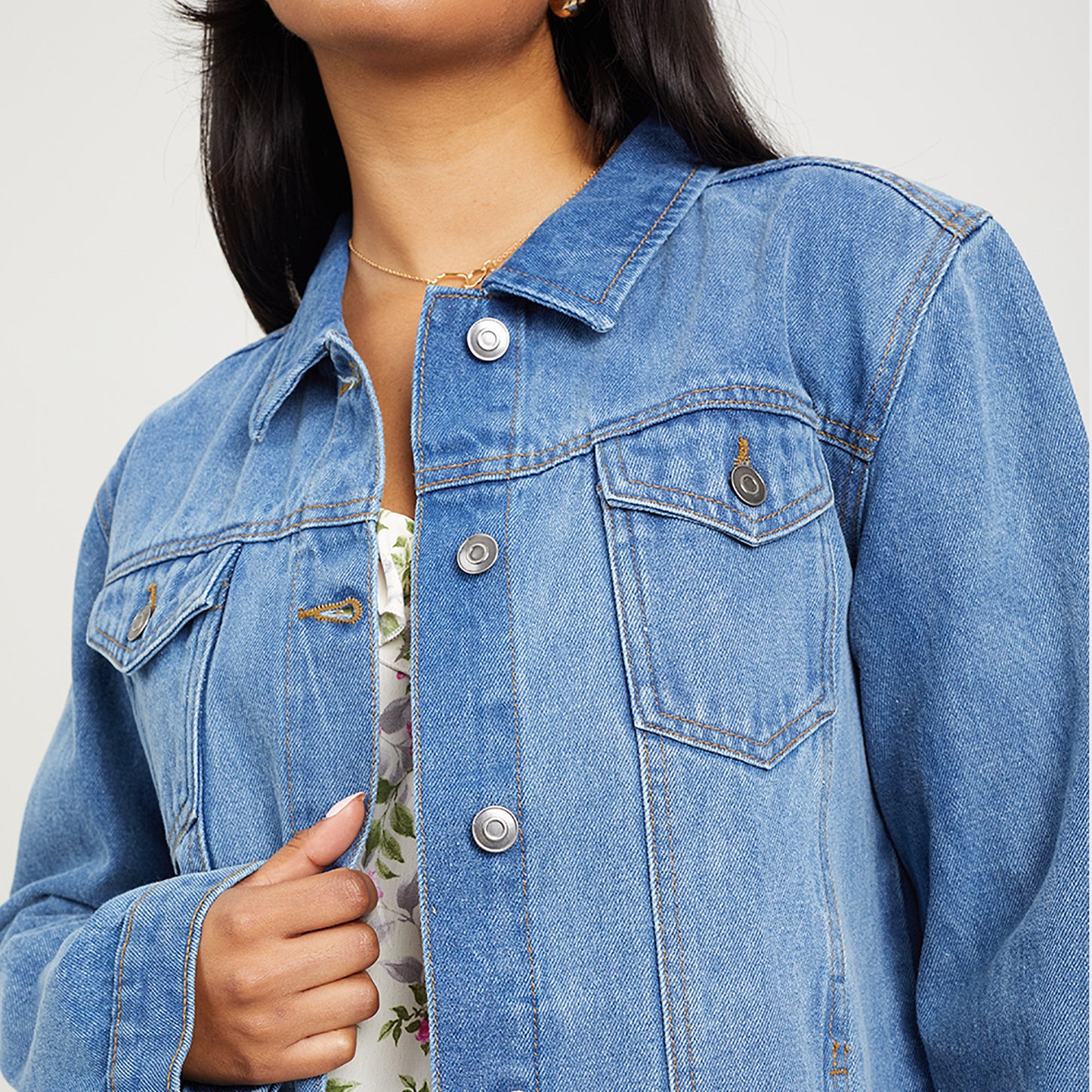 Brave Soul Mid Blue Oversized Denim Jacket - Mid Blue Image 4
