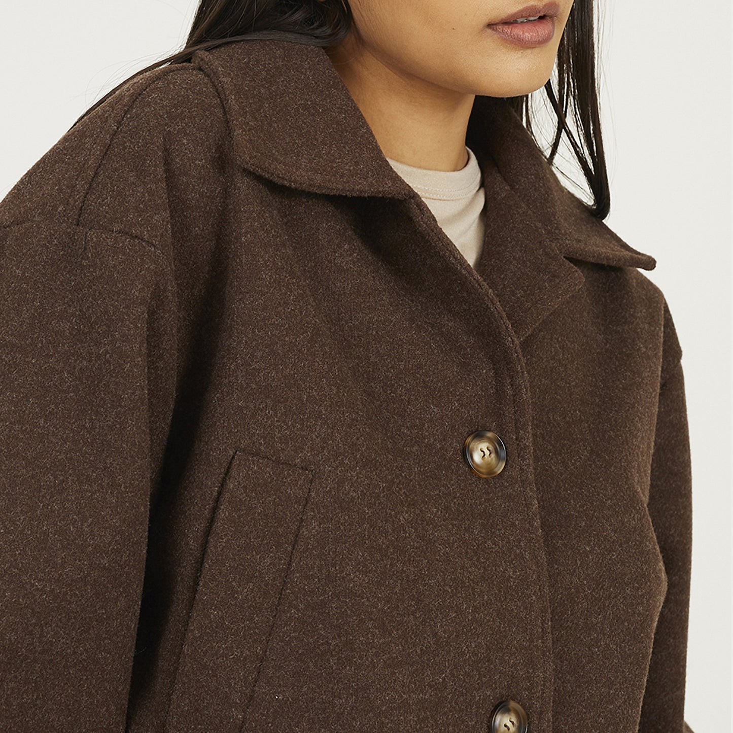 Brave Soul Chocolate Short Collared Jacket - Chocolate Image 4