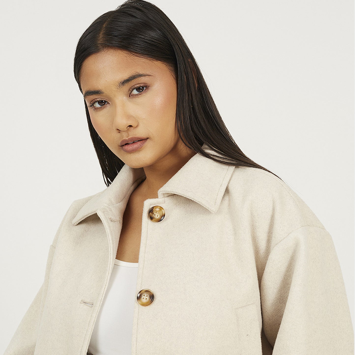 Brave Soul Beige Short Collared Jacket - Beige Image 4