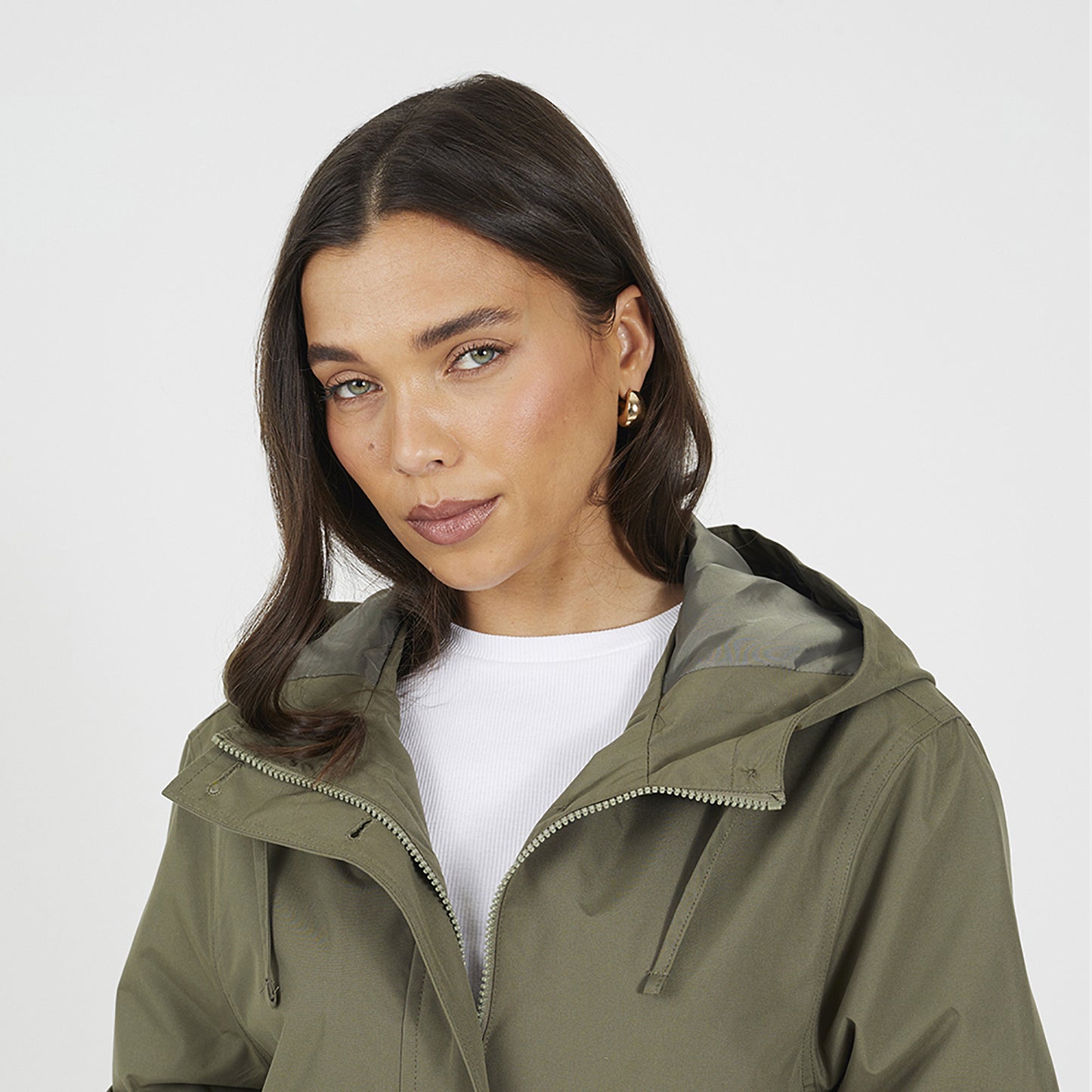 Brave Soul Light Khaki Lightweight Parka Style Hooded Jacket - Light Khaki Image 4