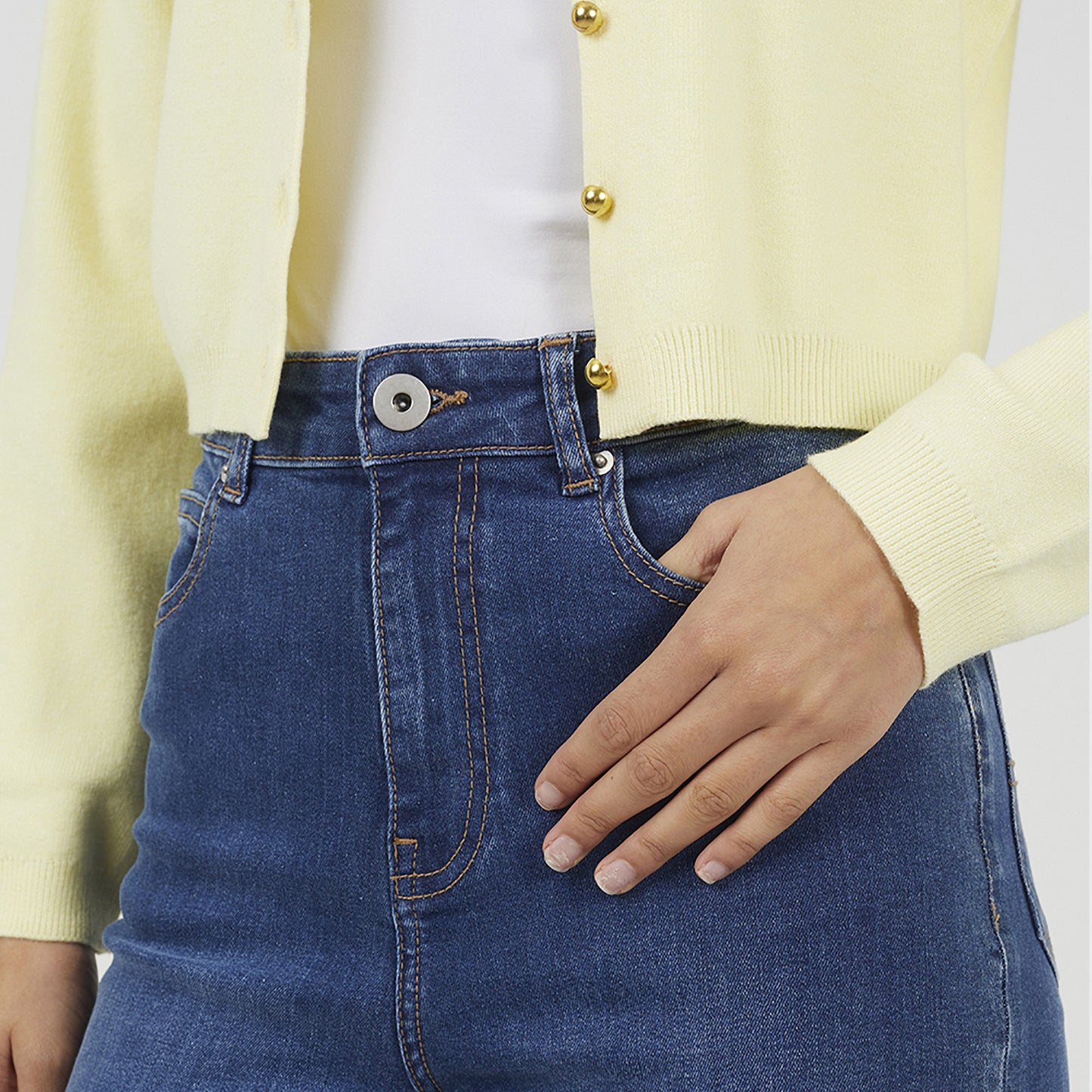 Brave Soul Mid Blue High Waist Raw Hem Mom Jeans - Mid Blue Image 4