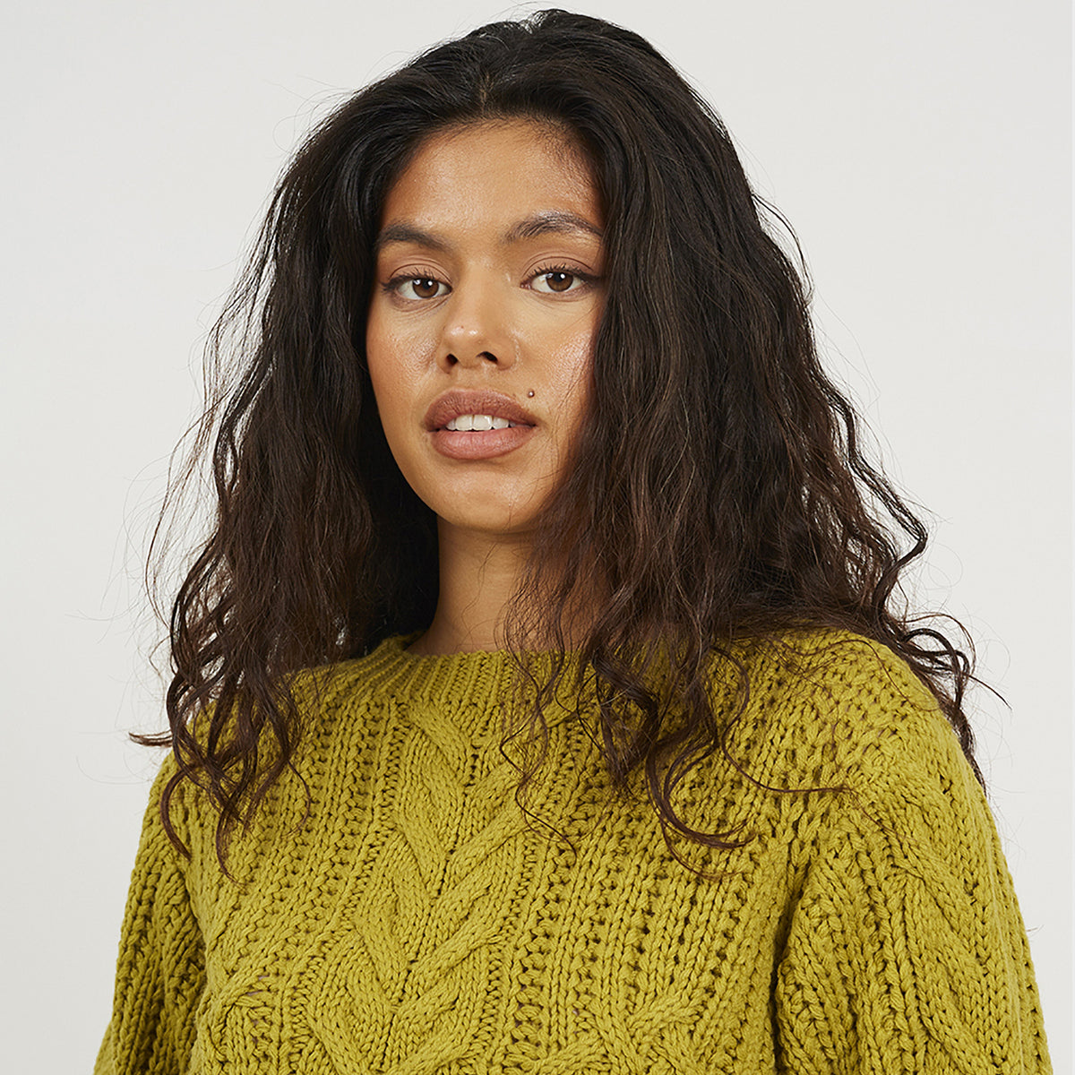 Brave Soul Green Crew Neck Cable Knit Jumper - Green Image 4