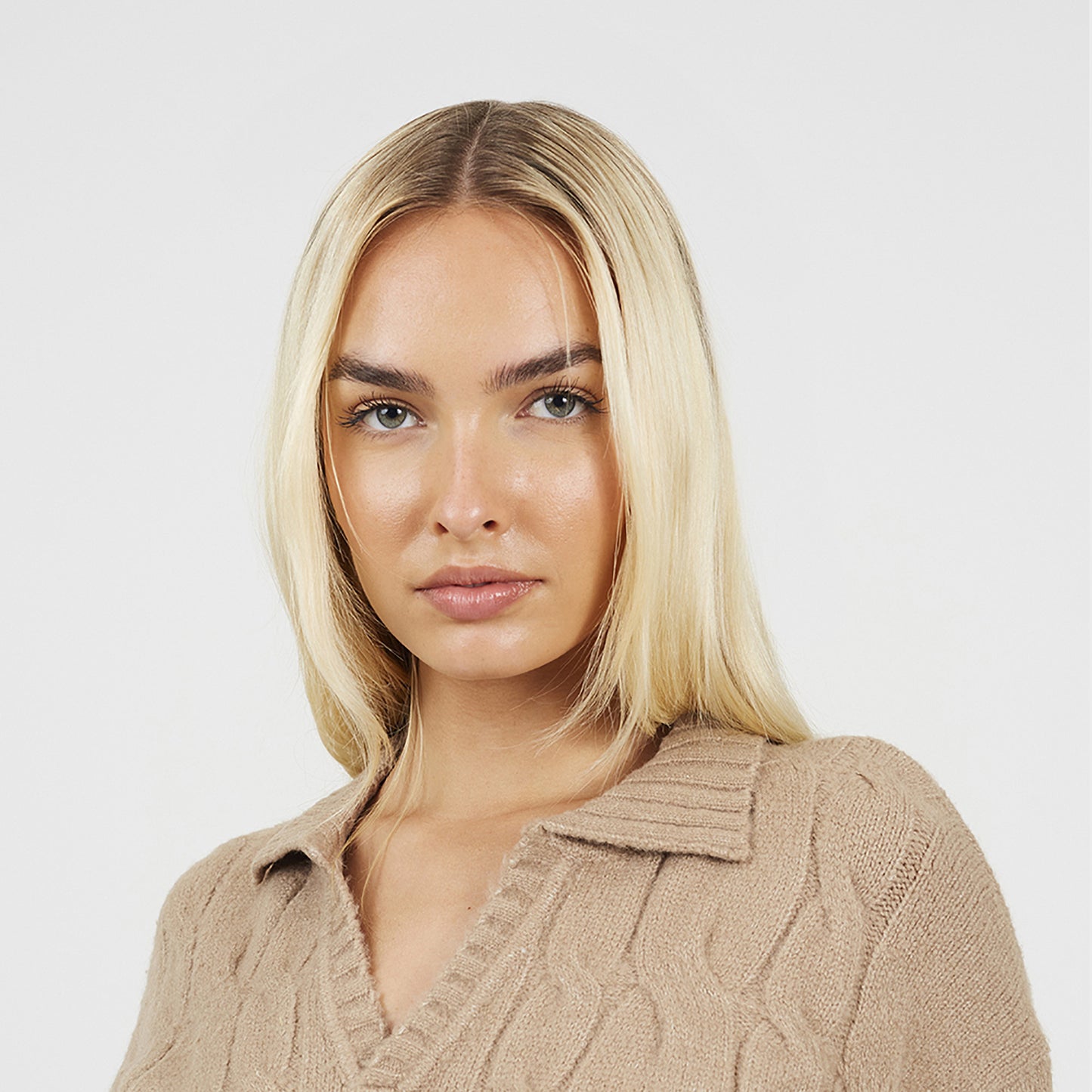 Brave Soul Beige Collared Cable Knit Jumper - Beige Image 4