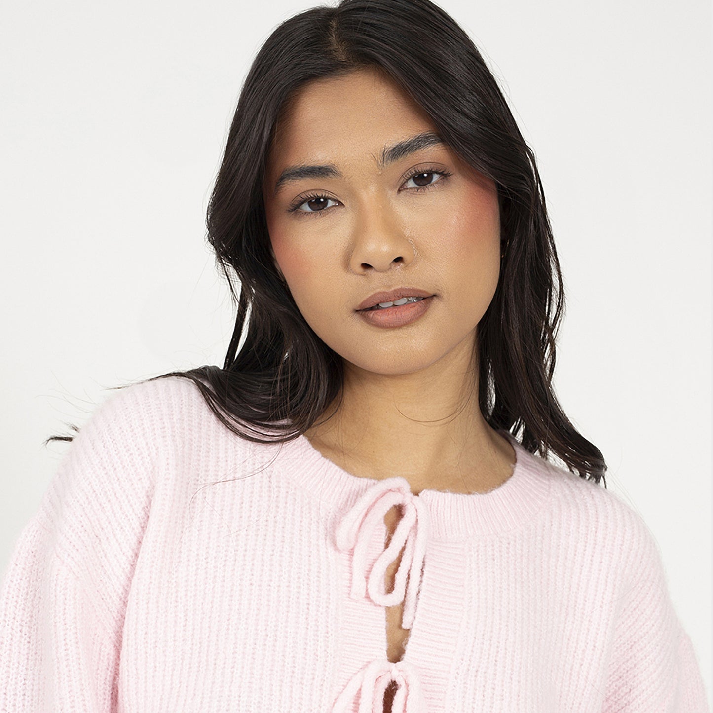 Brave Soul Pink Tie Fastening Fisherman Knit Cardigan - Pink Image 4