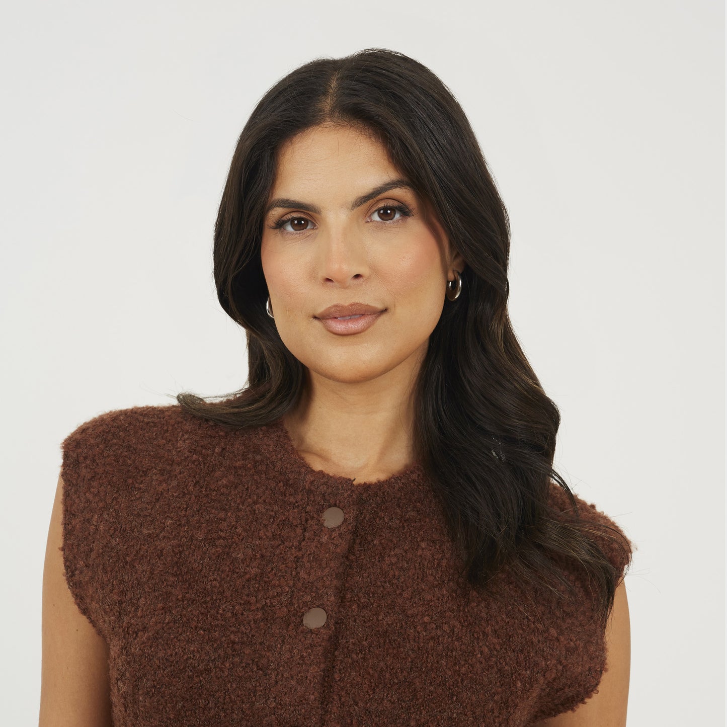 Brave Soul Brown Boucle Knitted Waistcoat - Brown Image 4