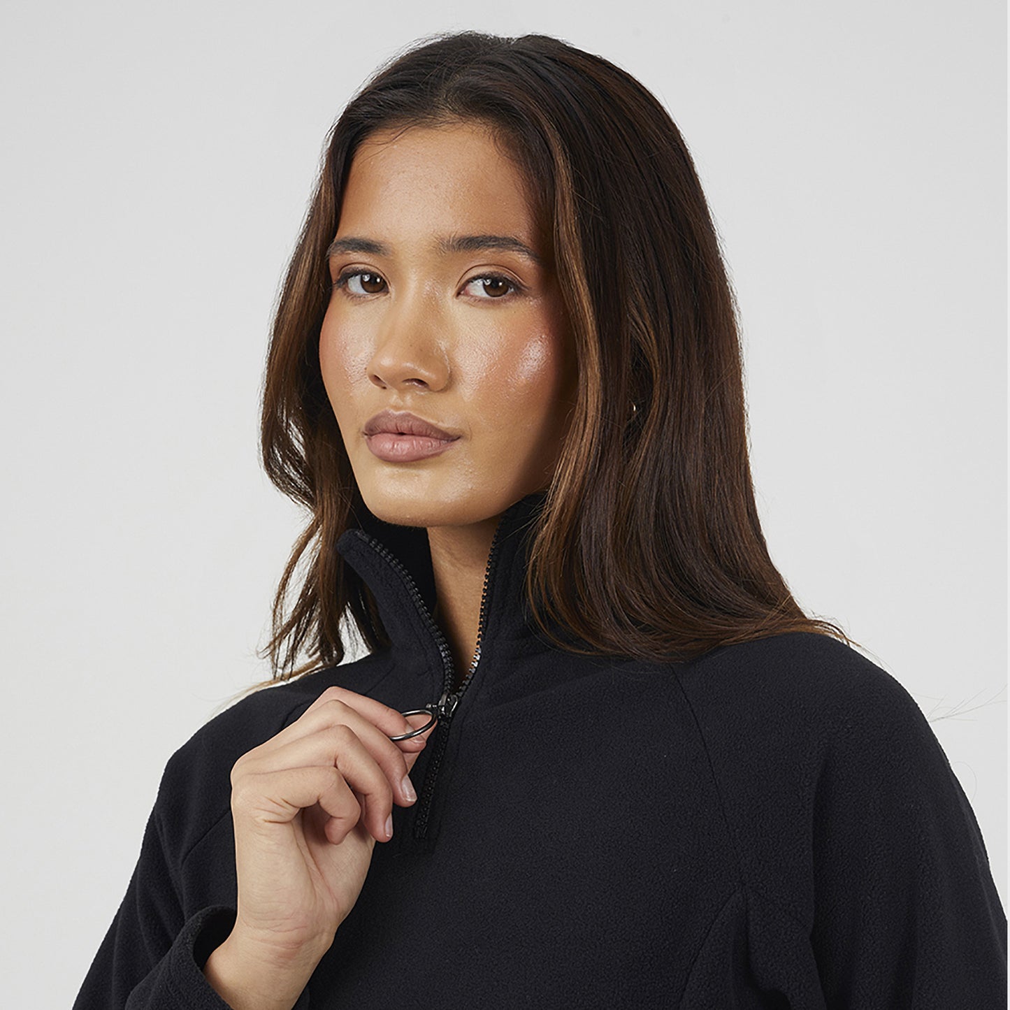 Brave Soul Black Quarter Zip Polar Fleece Sweatshirt - Black Image 4