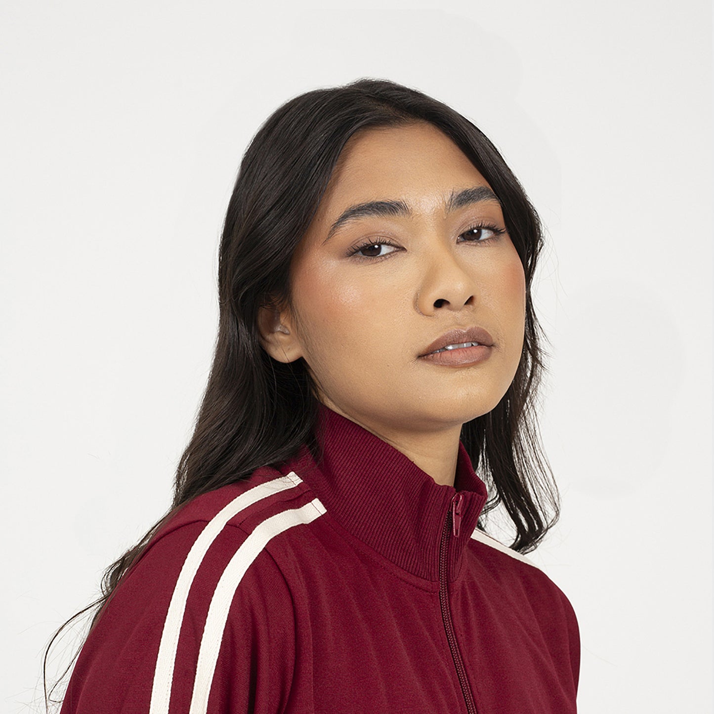 Brave Soul Burgundy Side Stripe Zip Through Sweatshirt - Burgundy Image 4