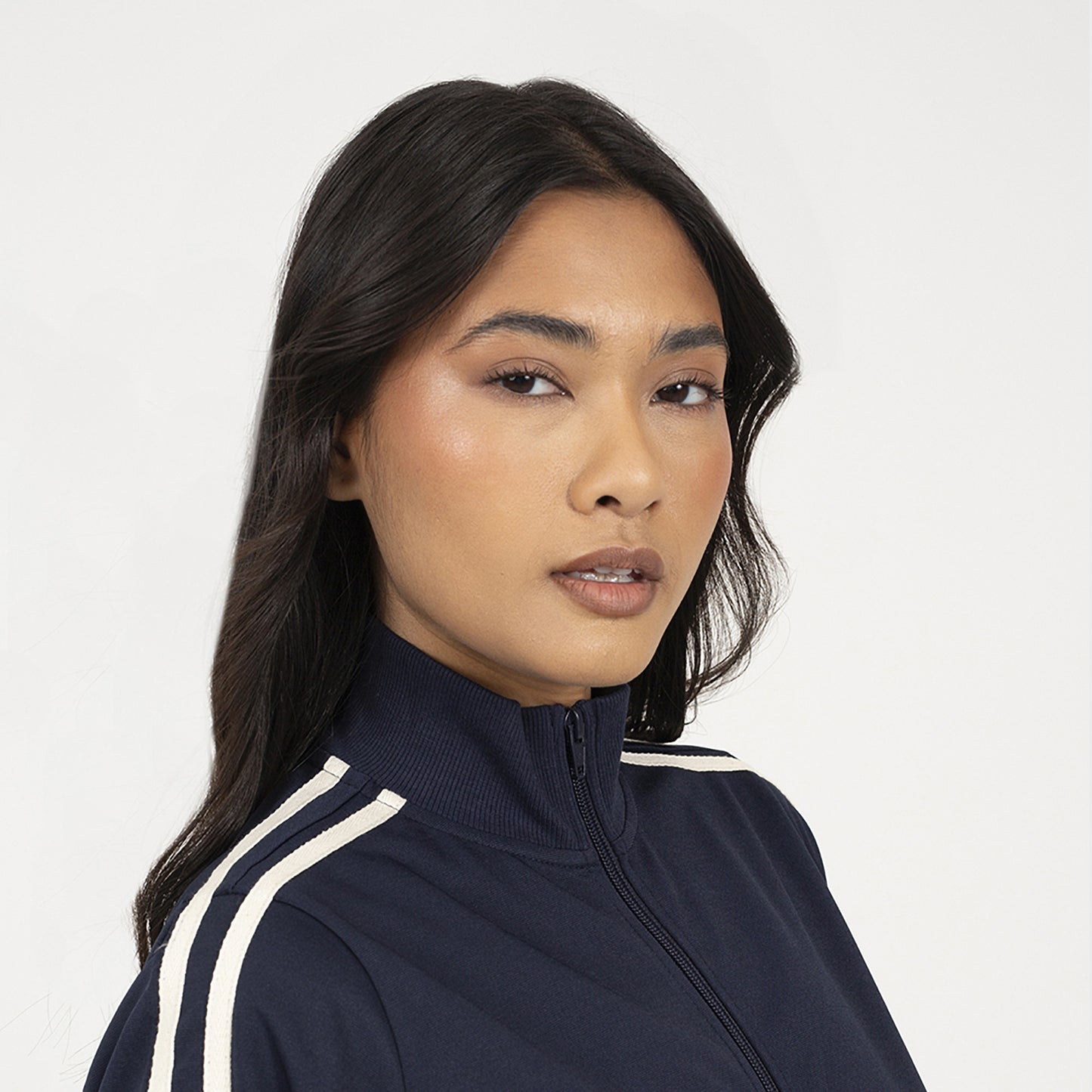 Brave Soul Navy Side Stripe Zip Through Sweatshirt - Navy Image 4