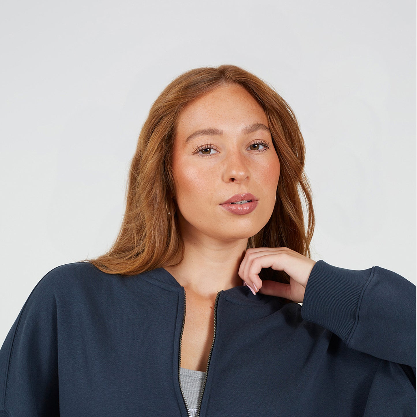Brave Soul Charcoal Zip Through Sweat Bomber Jacket - Charcoal Image 4