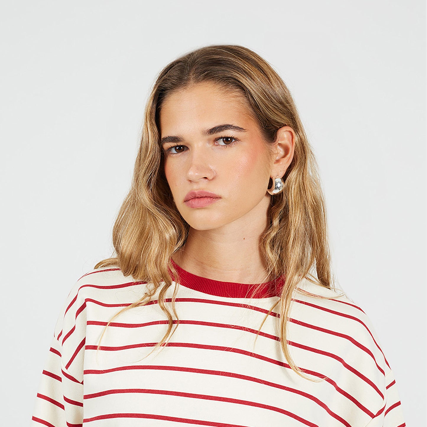 Brave Soul Red Classic Stripe Crew Neck Sweatshirt - Red Image 4