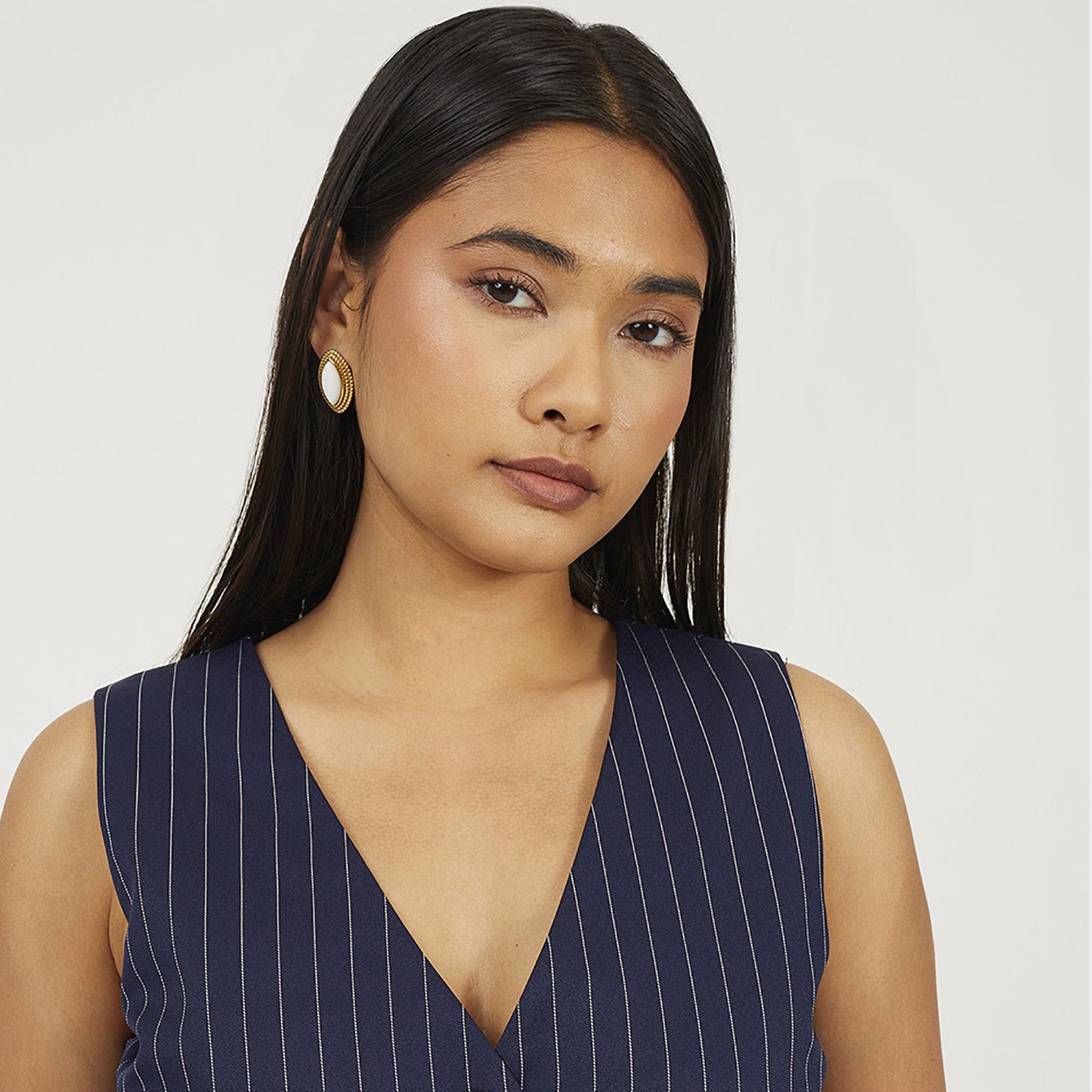 Brave Soul Navy Tailored Pinstripe Waistcoat - Navy Image 4
