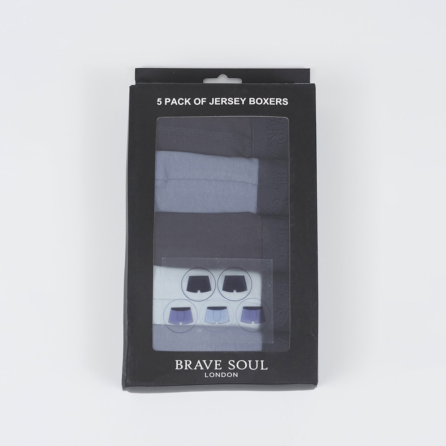Brave Soul Blue Pack of 5 Boxers with Embroidery Detail - Blue Image 4