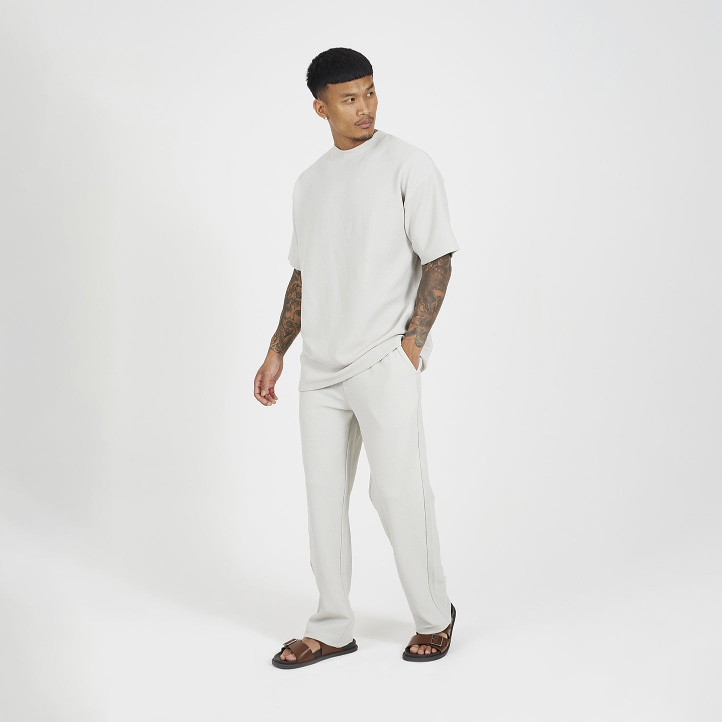 Brave Soul Taupe Straight Leg Joggers - Taupe Image 3