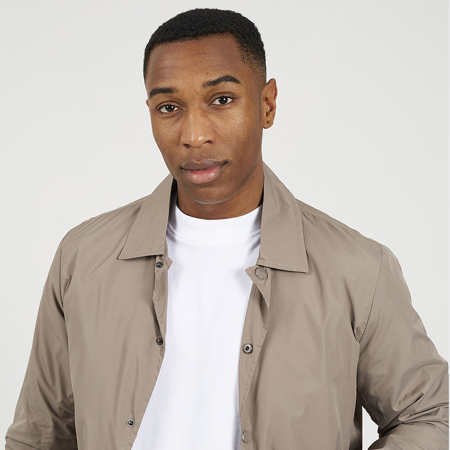 Brave Soul Taupe Lightweight Coach Style Jacket - Taupe Image 4