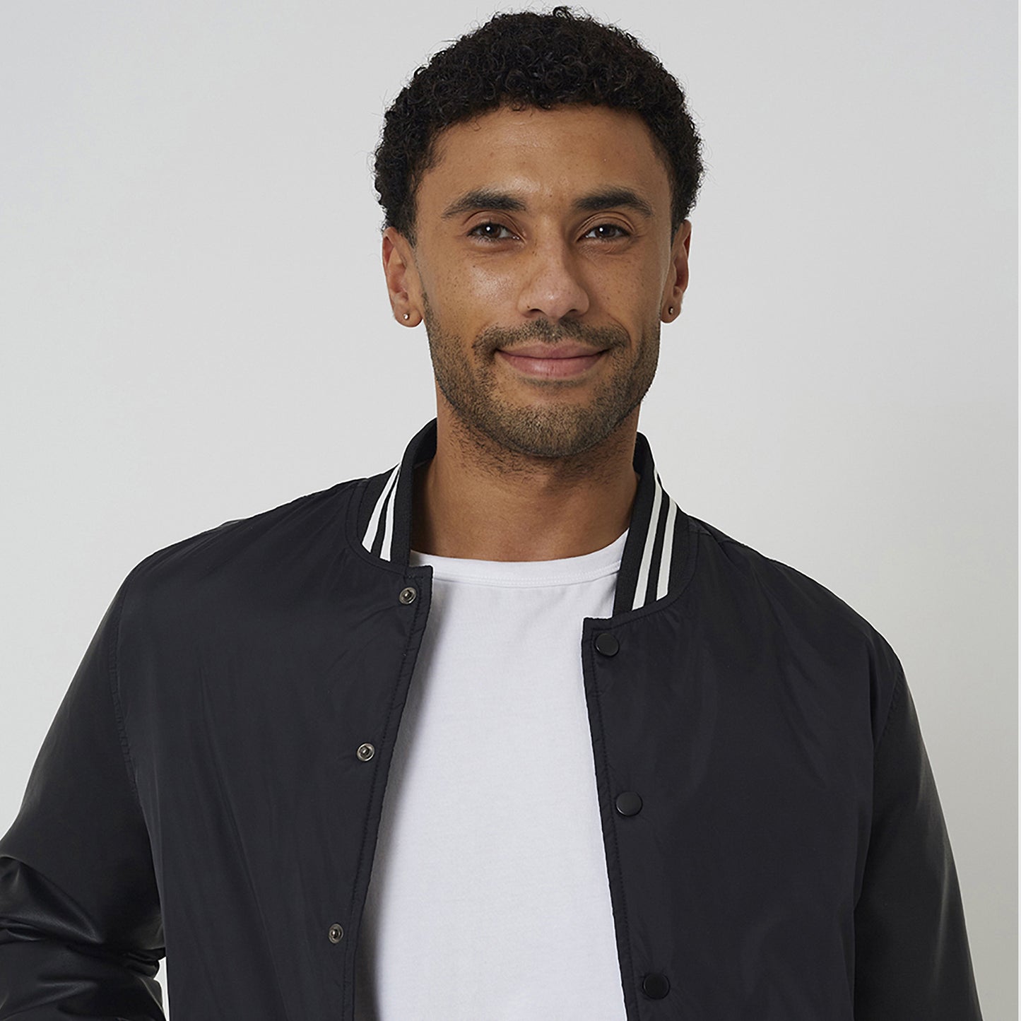 Brave Soul Black Varsity Style Jacket With PU Sleeves - Black Image 4