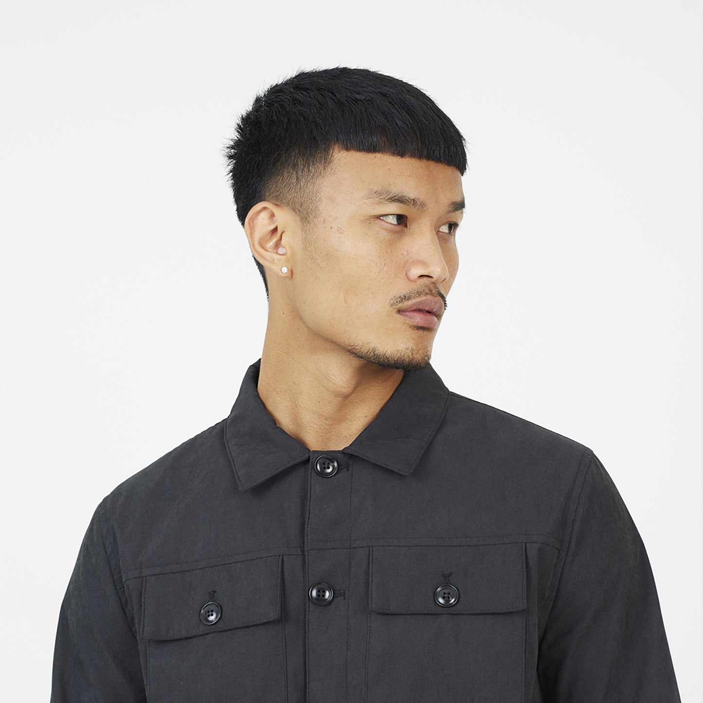 Brave Soul Black Button Through Shacket - Black Image 4