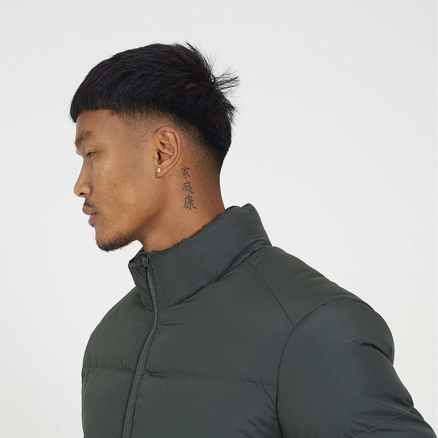 Brave Soul Khaki Funnel Neck Padded Jacket - Khaki Image 4