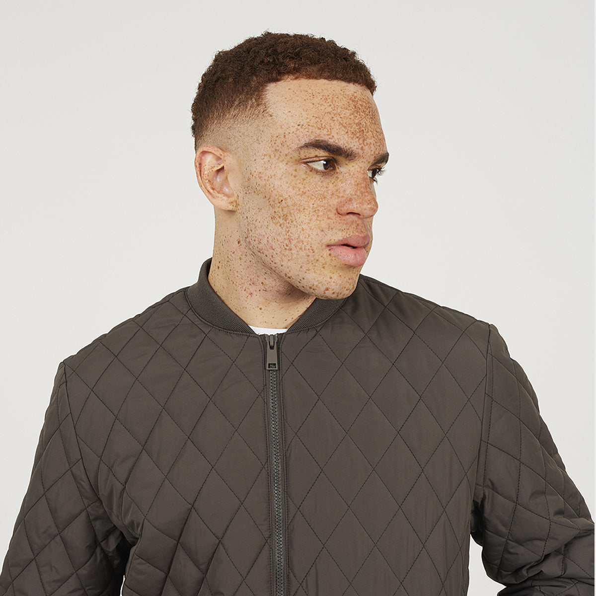 Brave Soul Brown Diamond Quilted Bomber Jacket - Brown Image 4