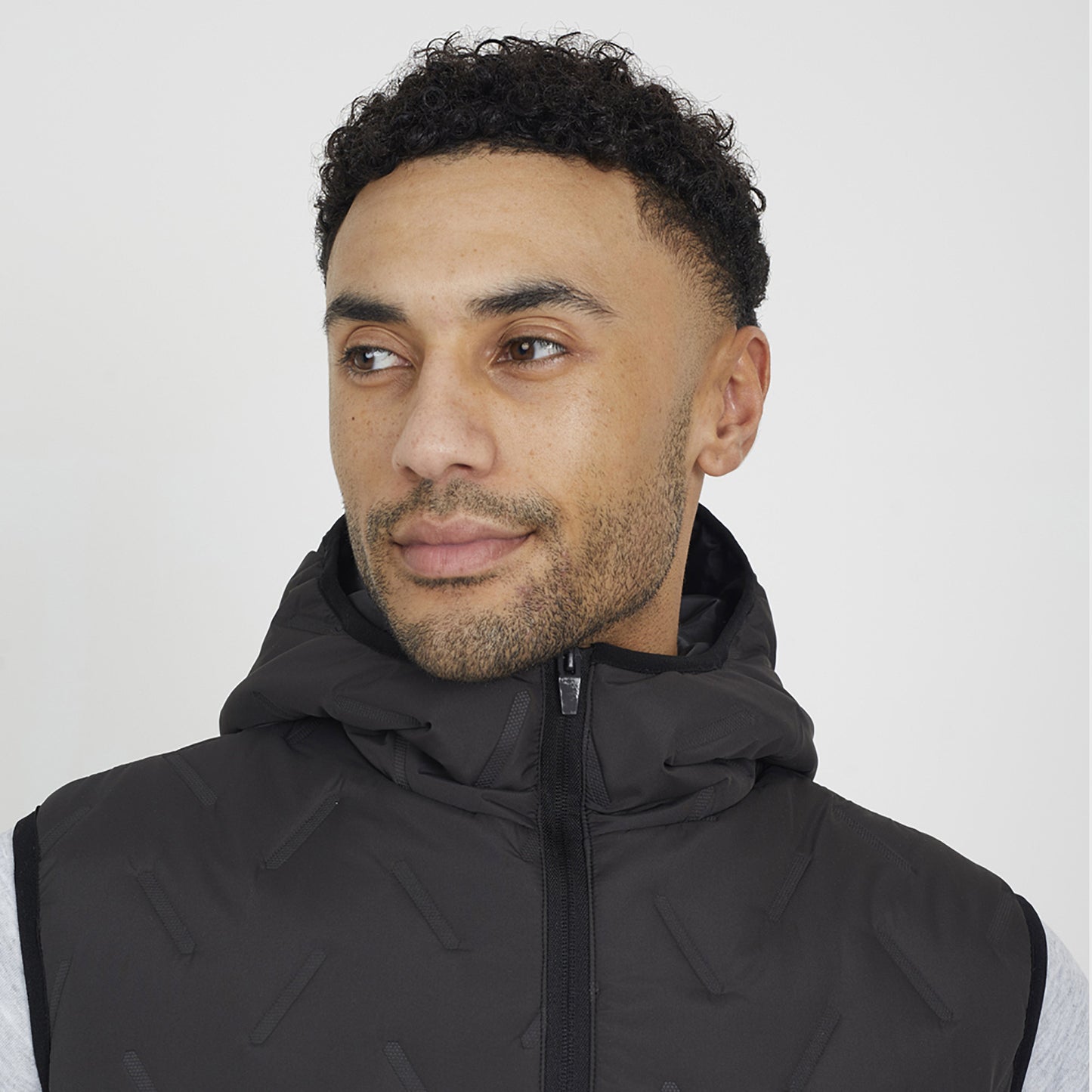 Brave Soul Charcoal Heat Seal Padded Hooded Gilet - Charcoal Image 4