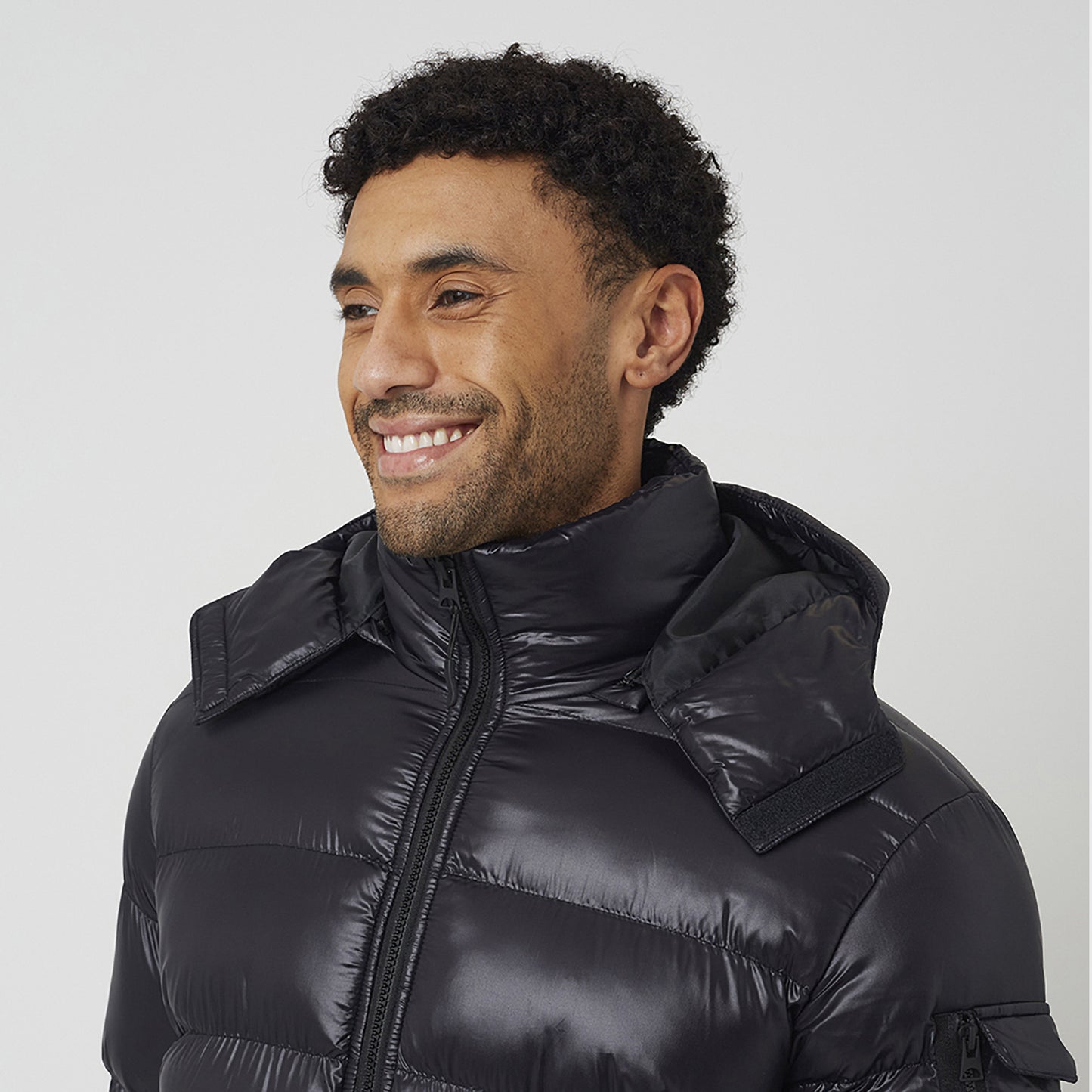 Brave Soul Black Longline Hooded Padded Puffer Jacket - Black Image 4