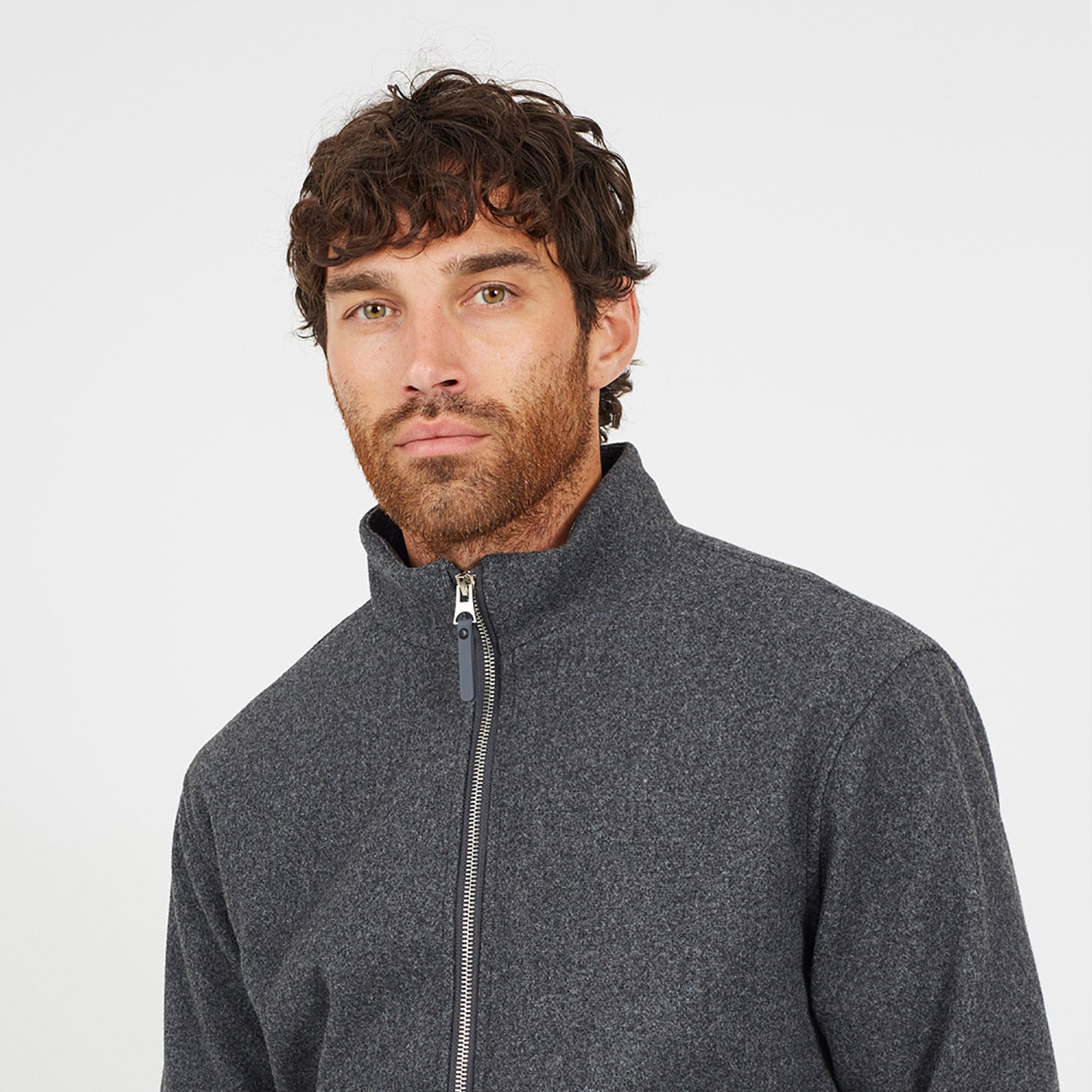 Brave Soul Grey Faux Wool Funnel Neck Bomber Style Jacket - Grey Image 4