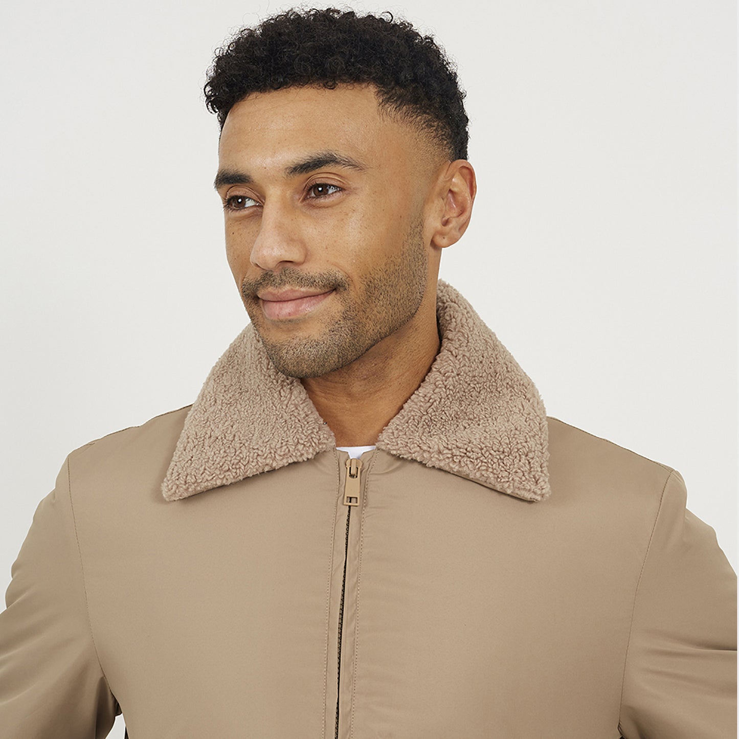 Brave Soul Stone Harrington Jacket with Borg Collar - Stone Image 4