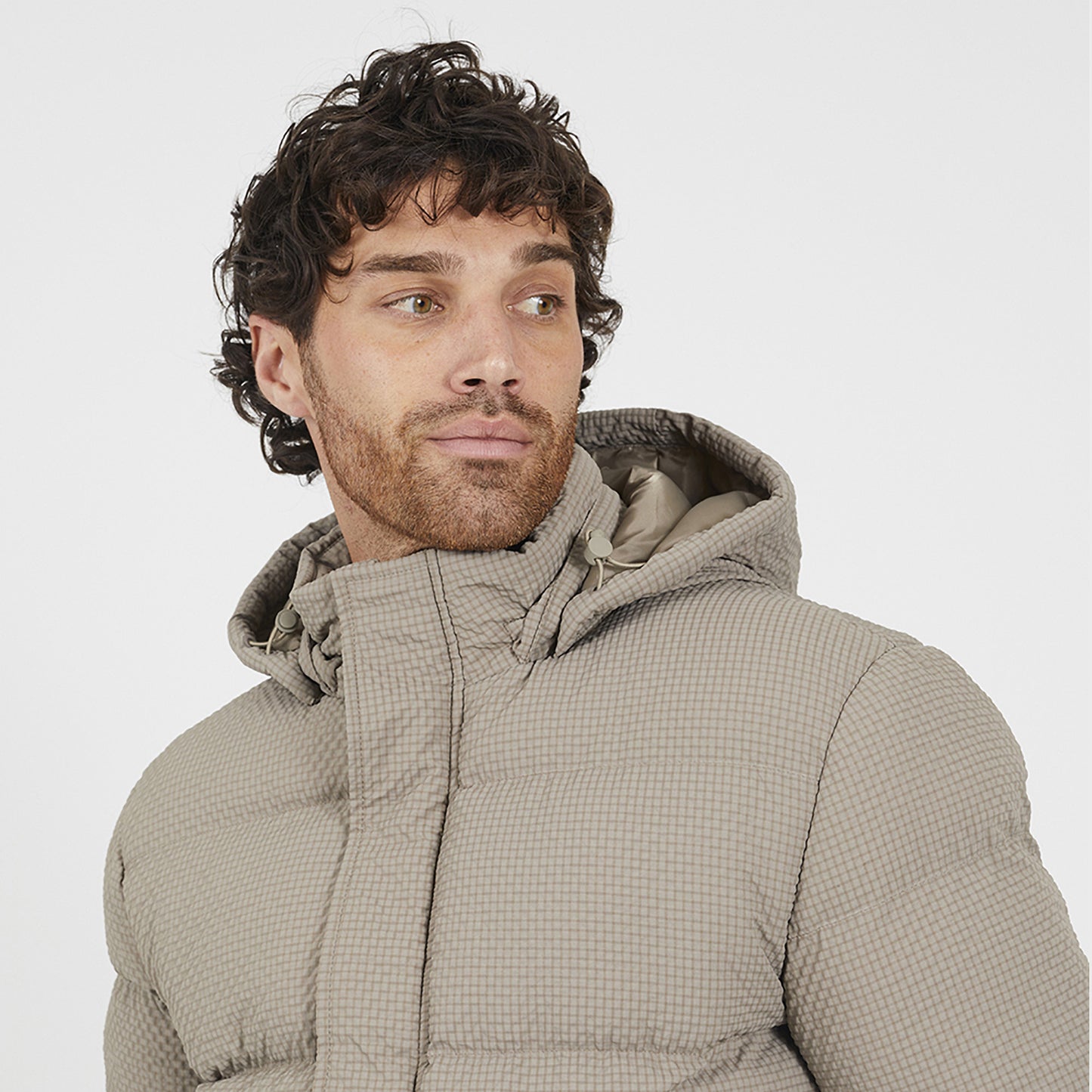 Brave Soul Taupe Hooded Padded Jacket - Taupe Image 3