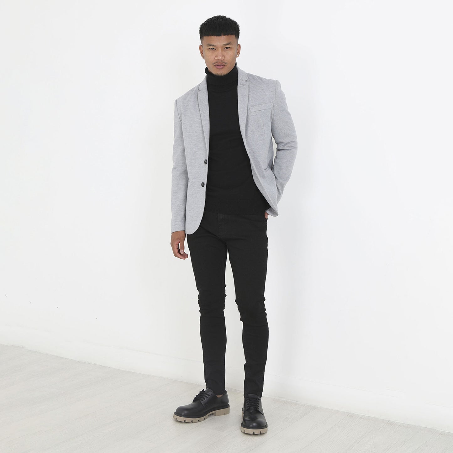 Brave Soul Grey Single Breasted Blazer - Grey Image 3