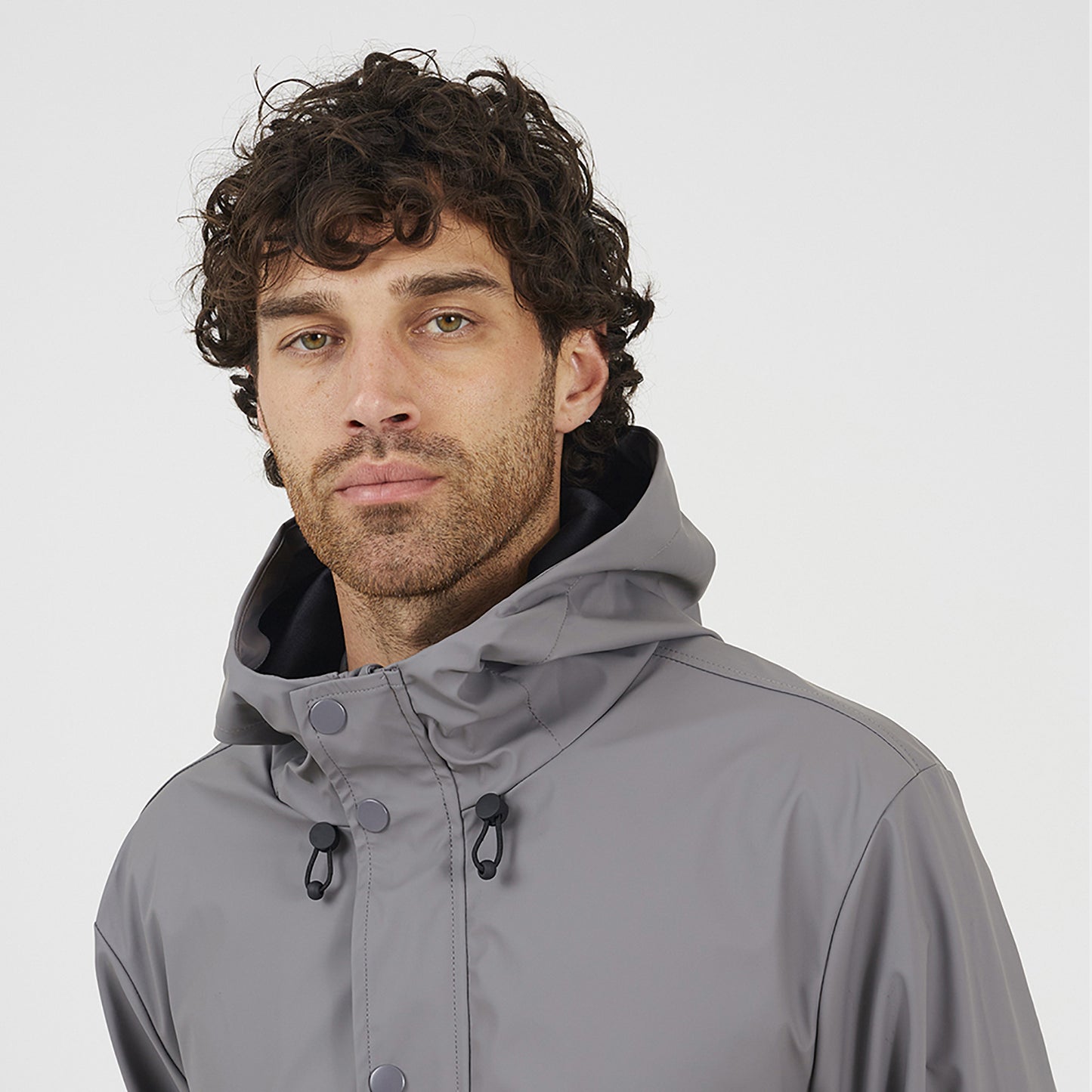 Brave Soul Grey Rubberised Hooded Parka Style Jacket - Grey Image 4