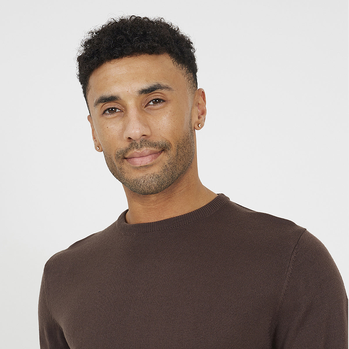 Brave Soul Chocolate Crew Neck Knitted Jumper - Chocolate Image 4