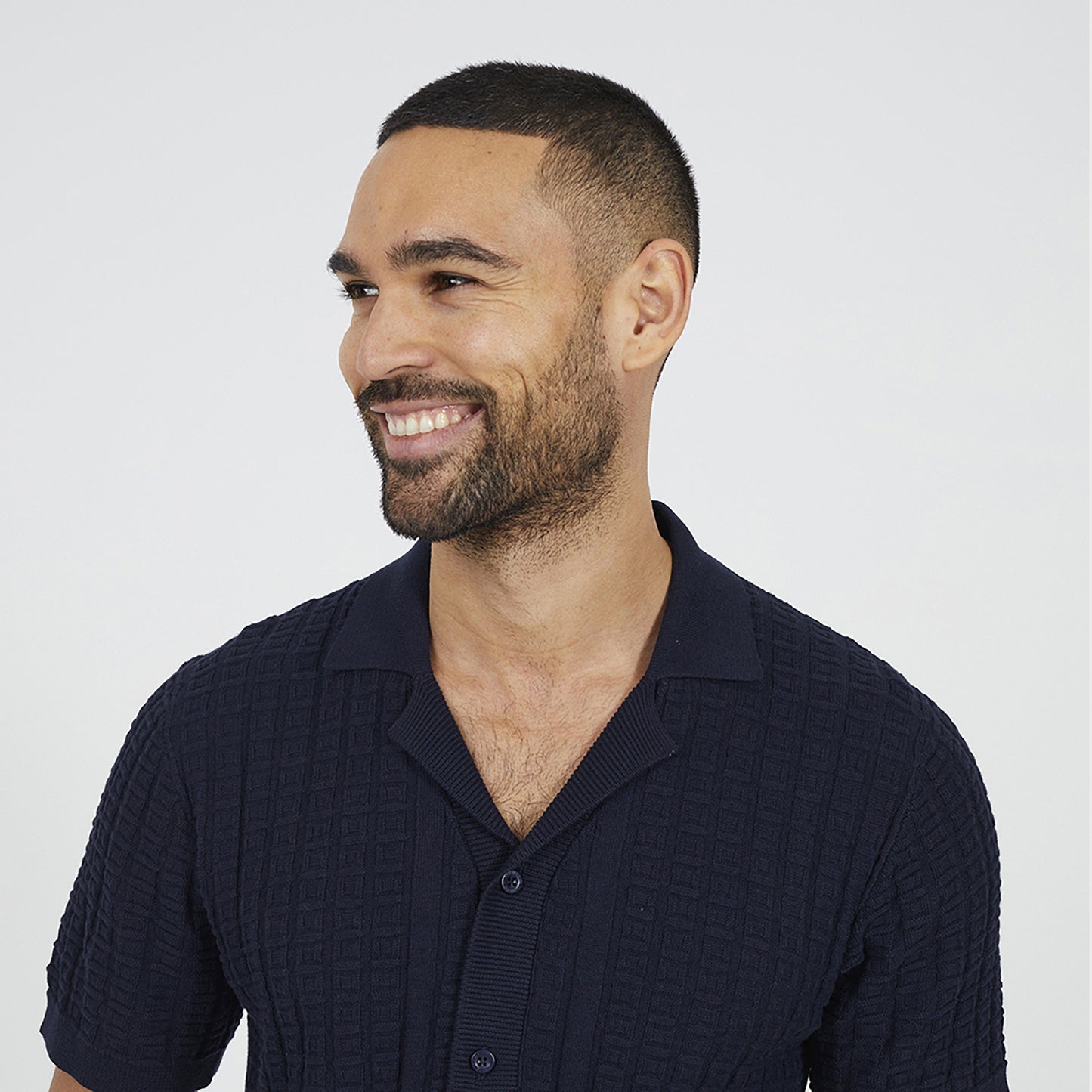 Brave Soul Navy Knitted Short Sleeve Shirt - Navy Image 4