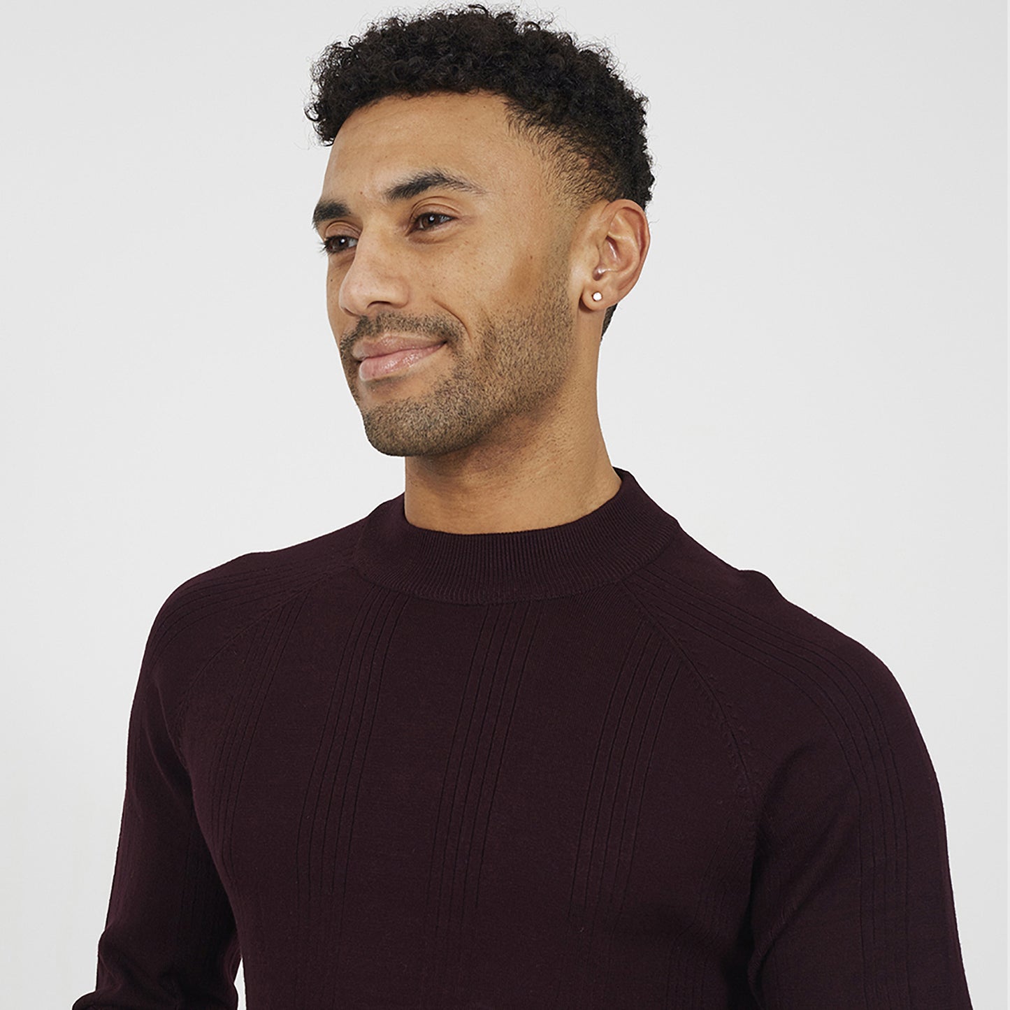 Brave Soul Burgundy Long Sleeve Ribbed Raglan Jumper - Burgundy Image 4