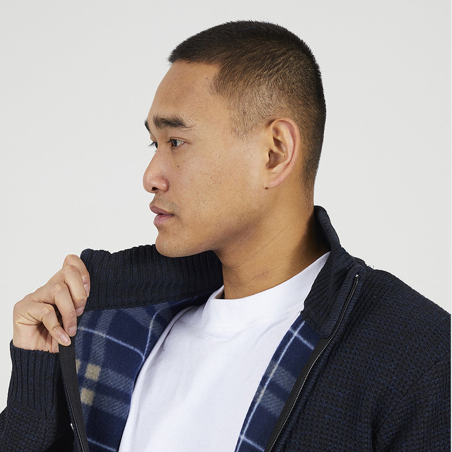 Brave Soul Navy Funnel Neck Jumper with Fleece Lining - Navy Image 4