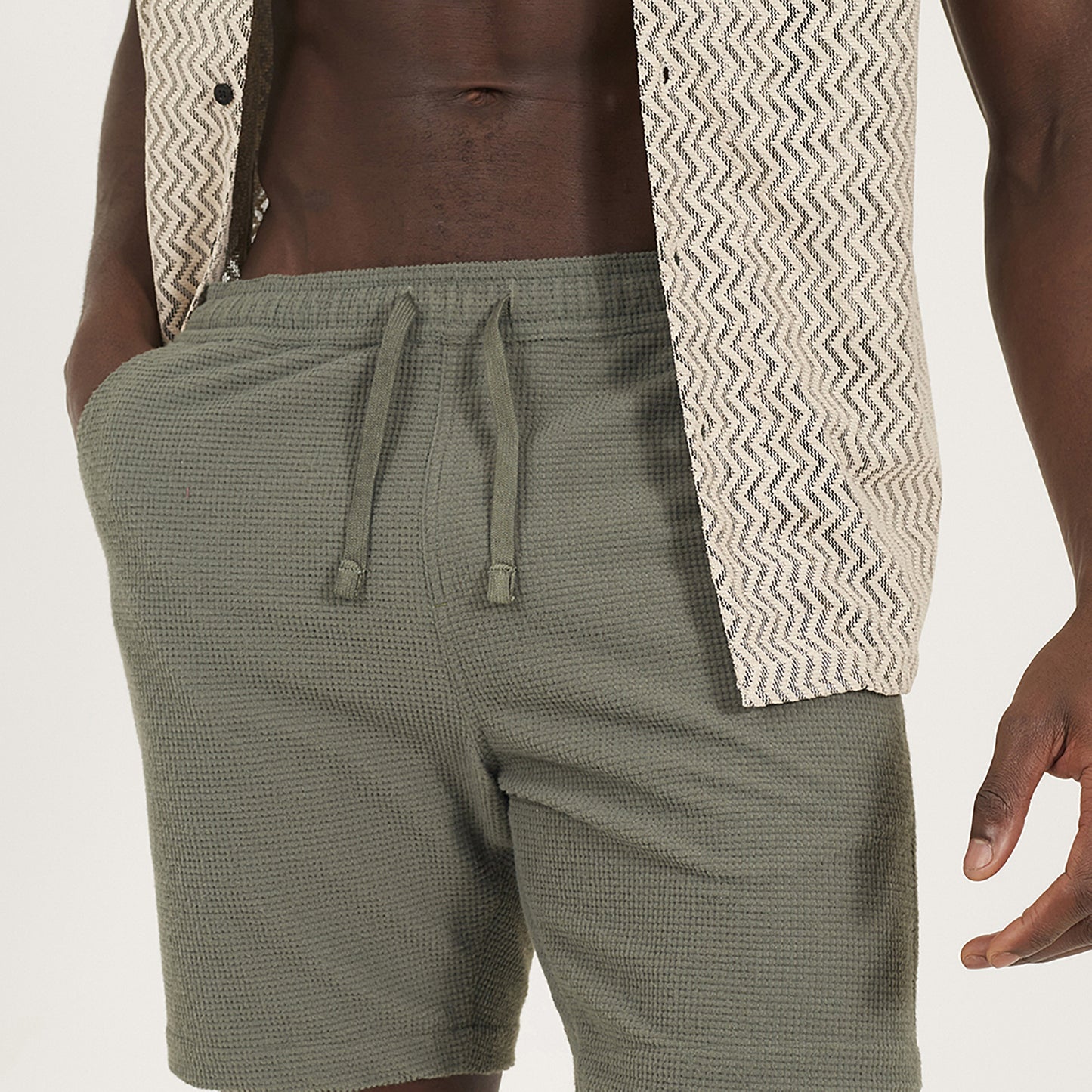Brave Soul Pale Green Seersucker Shorts - Pale Green Image 4