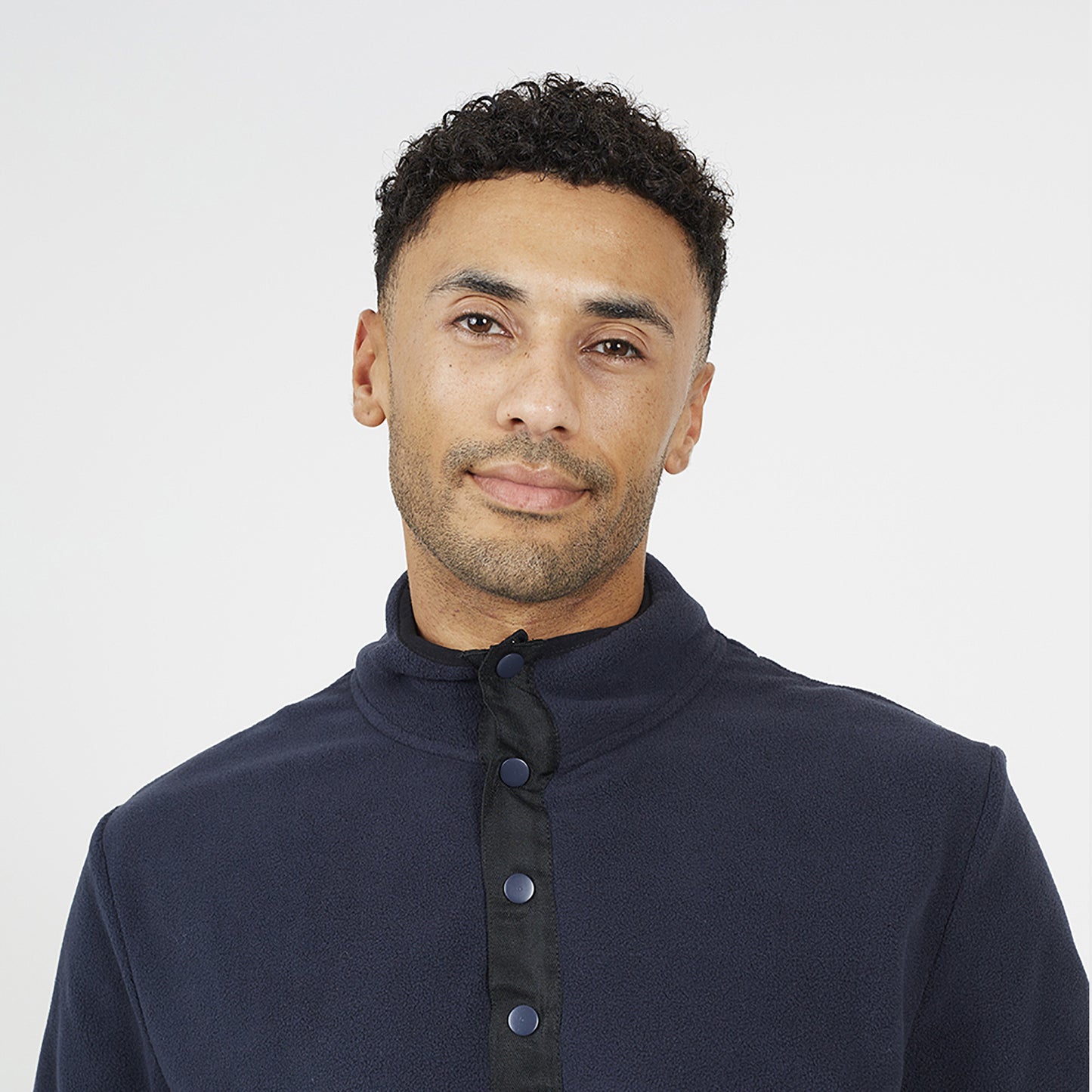 Brave Soul Navy Contrast Quarter Zip Fleece - Navy Image 4