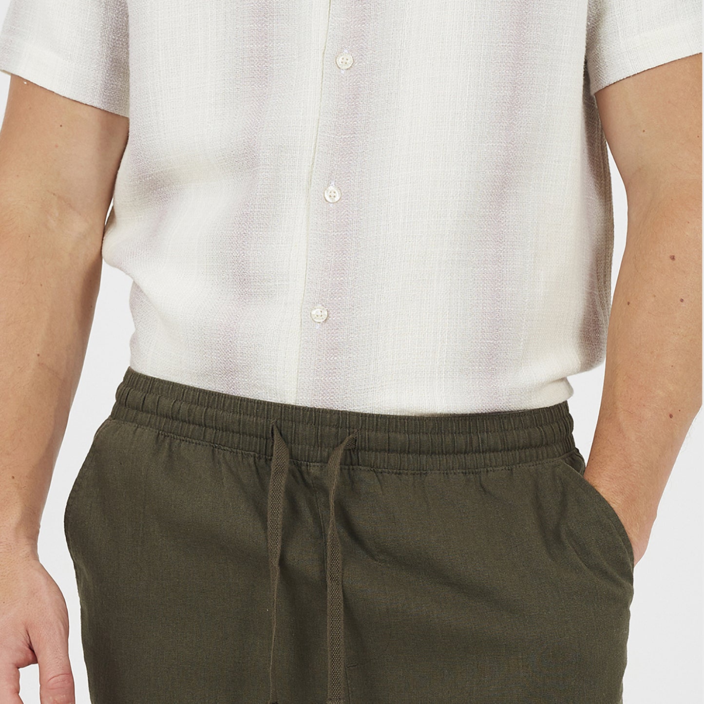Brave Soul Khaki Relaxed Fit Linen Blend Trousers - Khaki Image 4