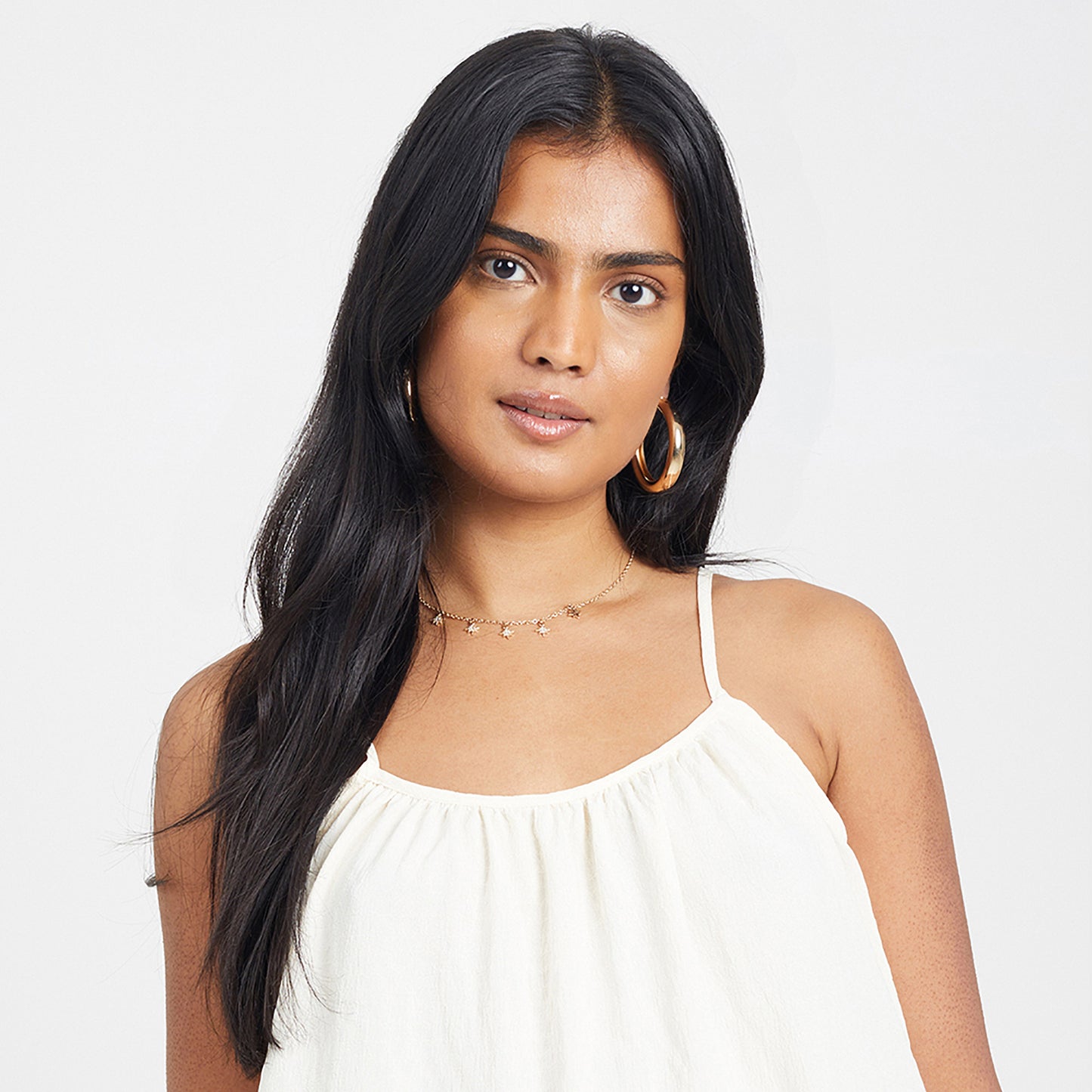 Brave Soul Cream Smock Tiered Midi Dress - Cream Image 3