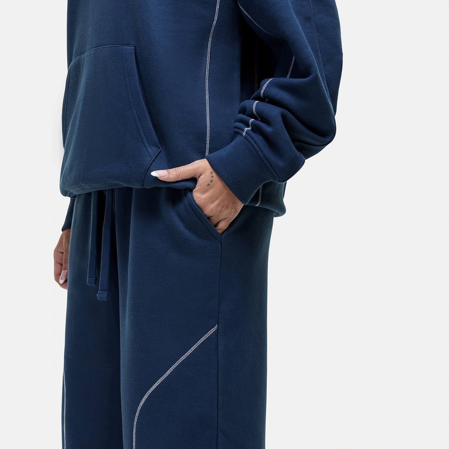 Good For Nothing Navy Contrast Stitch Relaxed Jogger - Navy Image 3