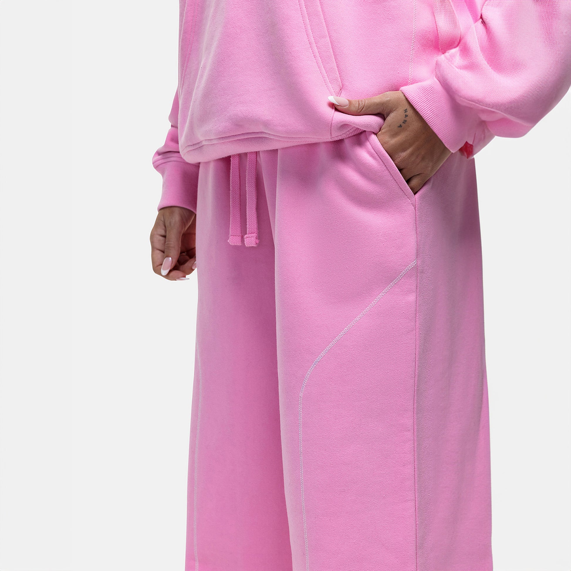 Good For Nothing Pink Contrast Stitch Relaxed Jogger - Pink Image 3