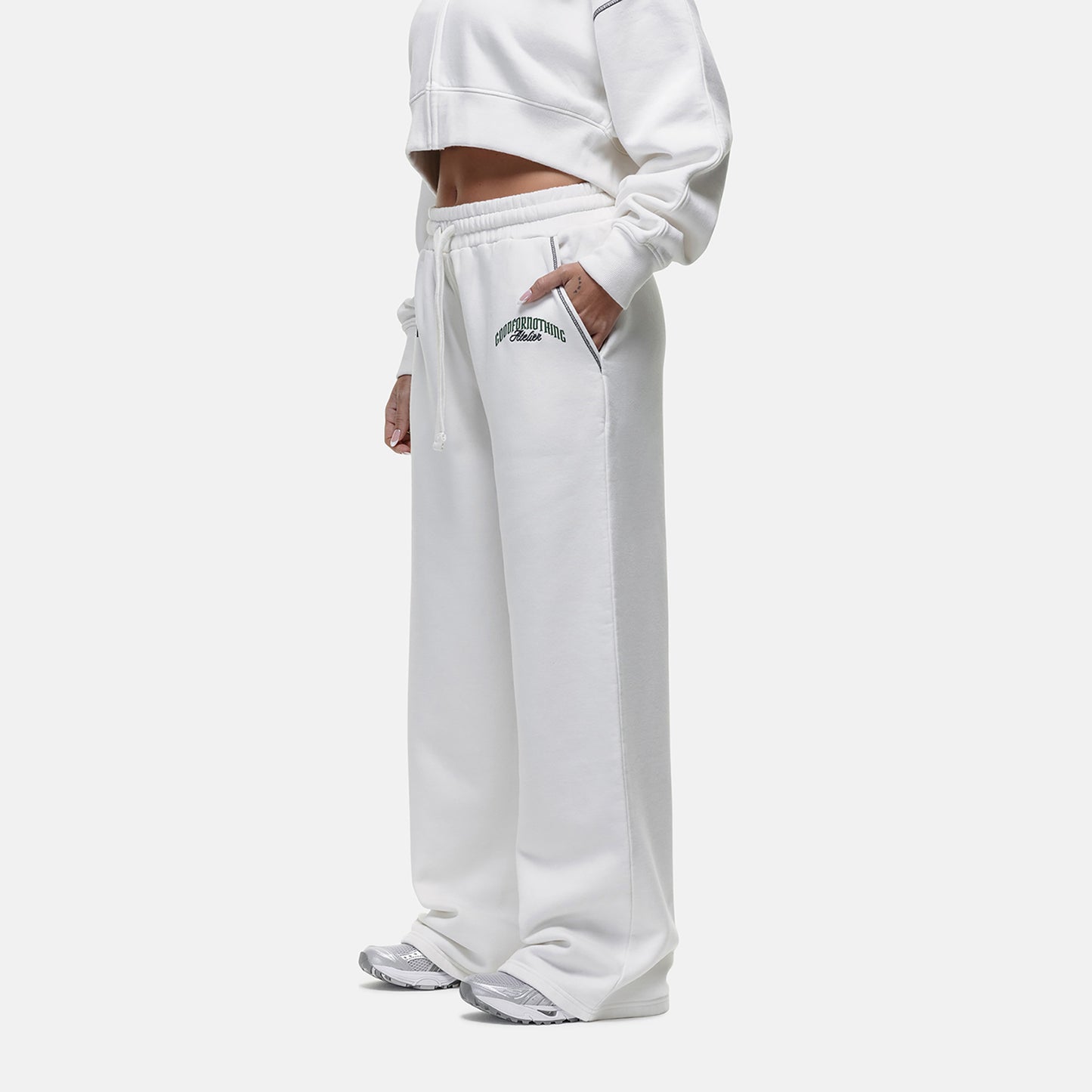 Good For Nothing White Relaxed Wide Leg Jogger - White Image 2