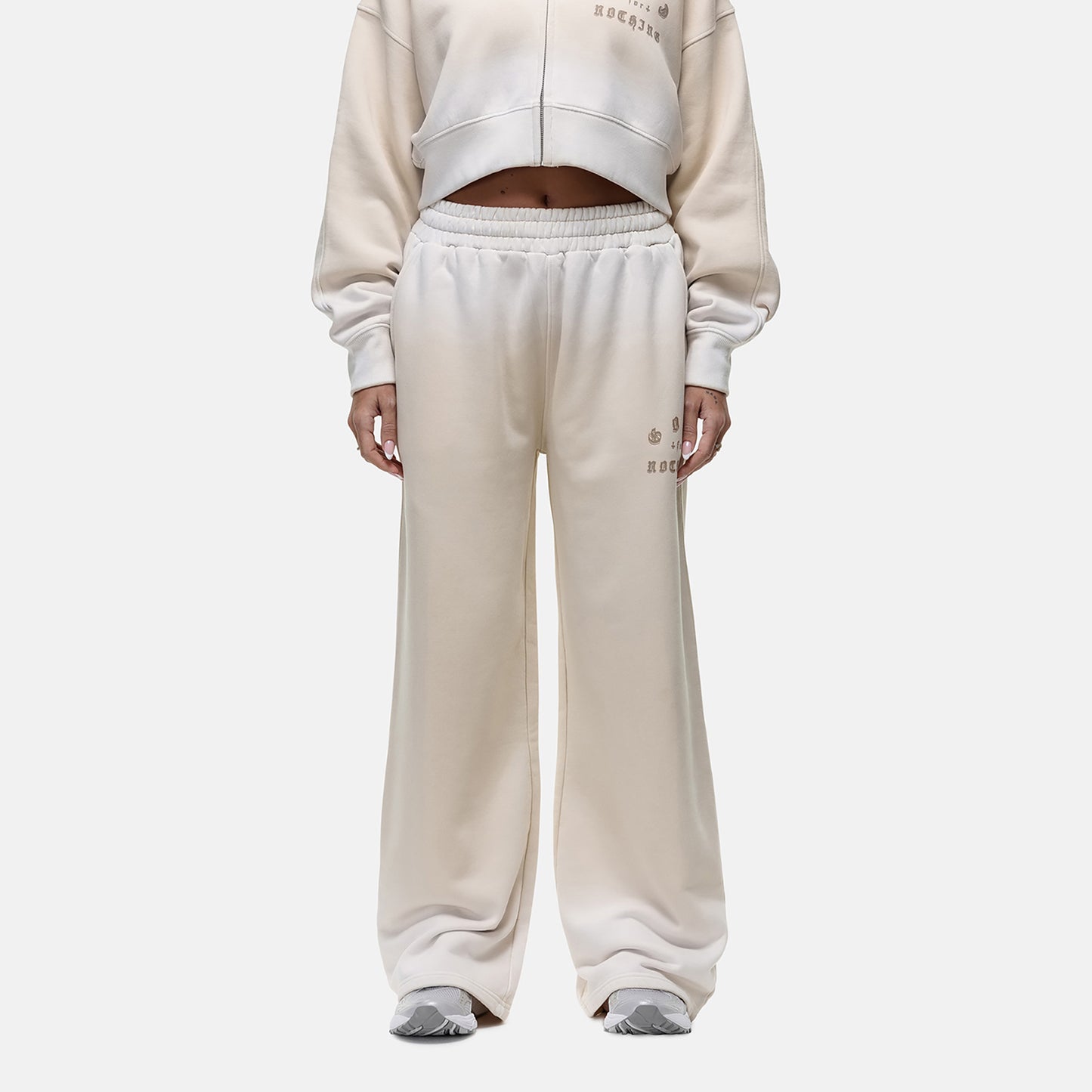 Good For Nothing Cream Spray Effect Relaxed Wide Leg Jogger - Cream Image 1