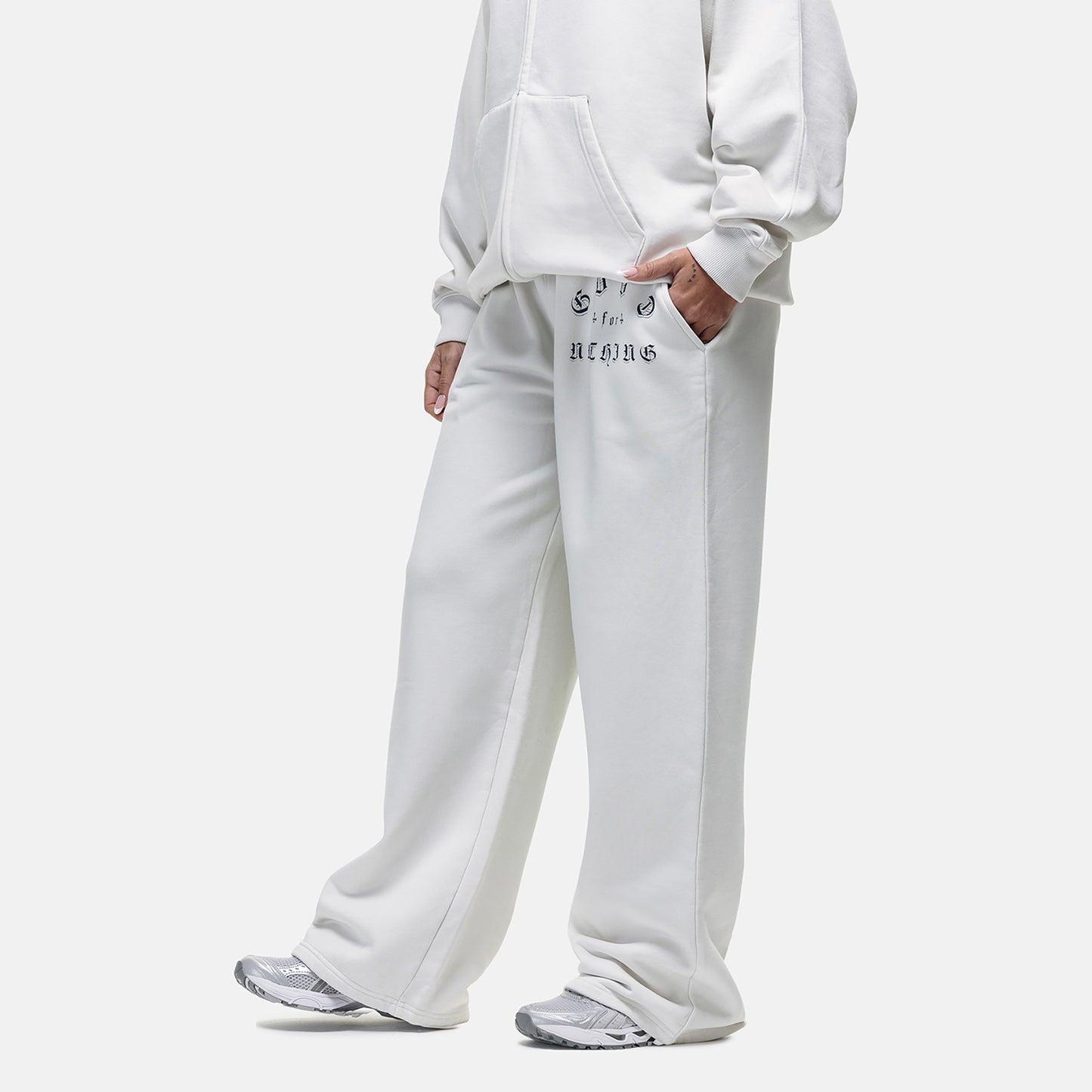Good For Nothing White Spray Effect Relaxed Wide Leg Jogger - White Image 2