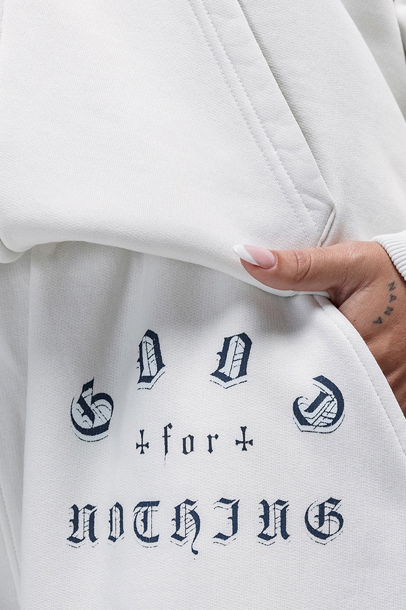 Good For Nothing White Spray Effect Relaxed Wide Leg Jogger - White Image 3