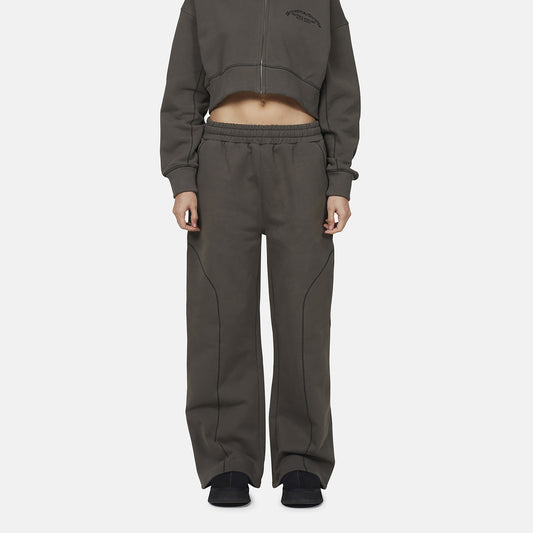 Good For Nothing Grey Coverlock Stitching Baggy Joggers - Grey Image 1