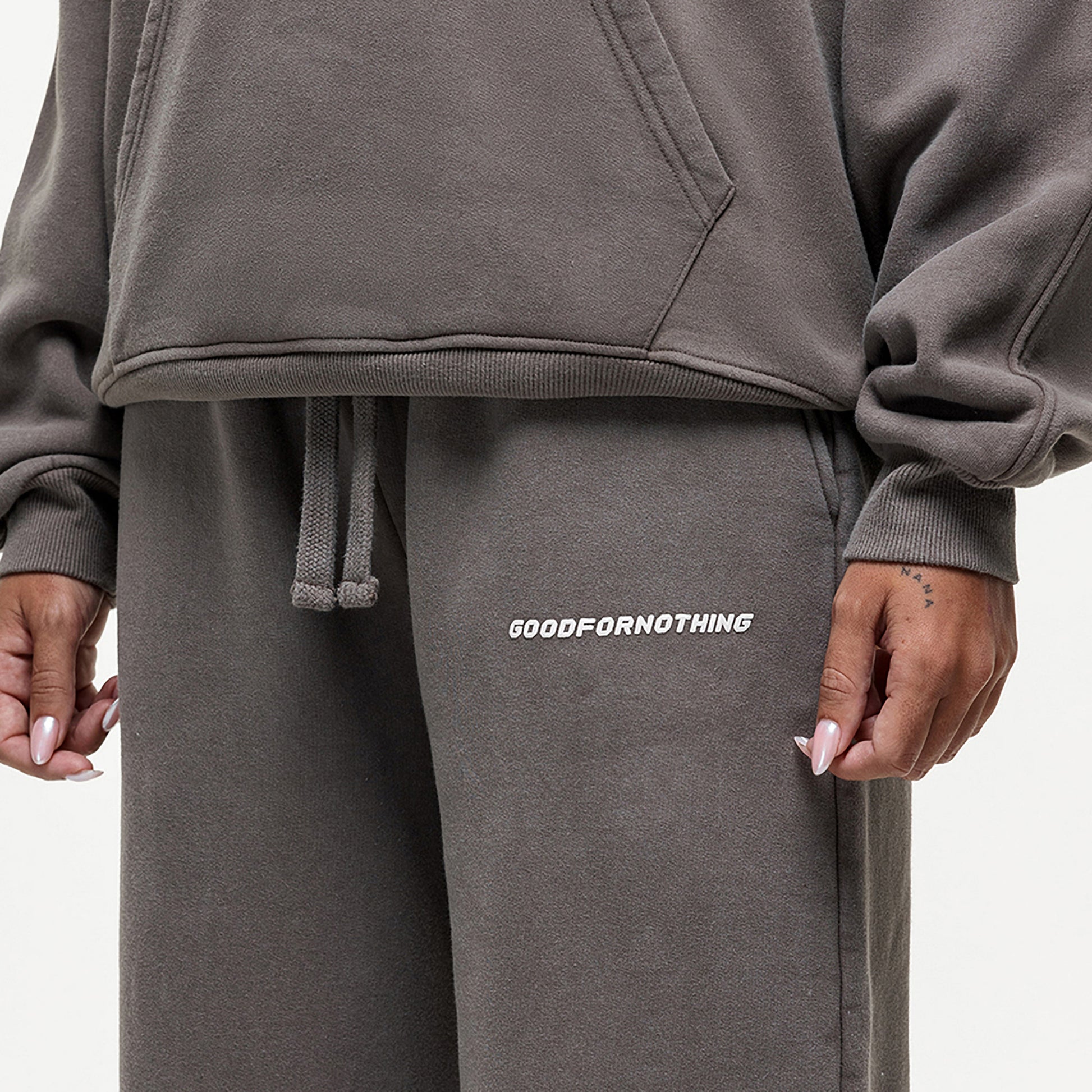 Good For Nothing Taupe Vintage Washed Wide Leg Joggers - Taupe Image 2