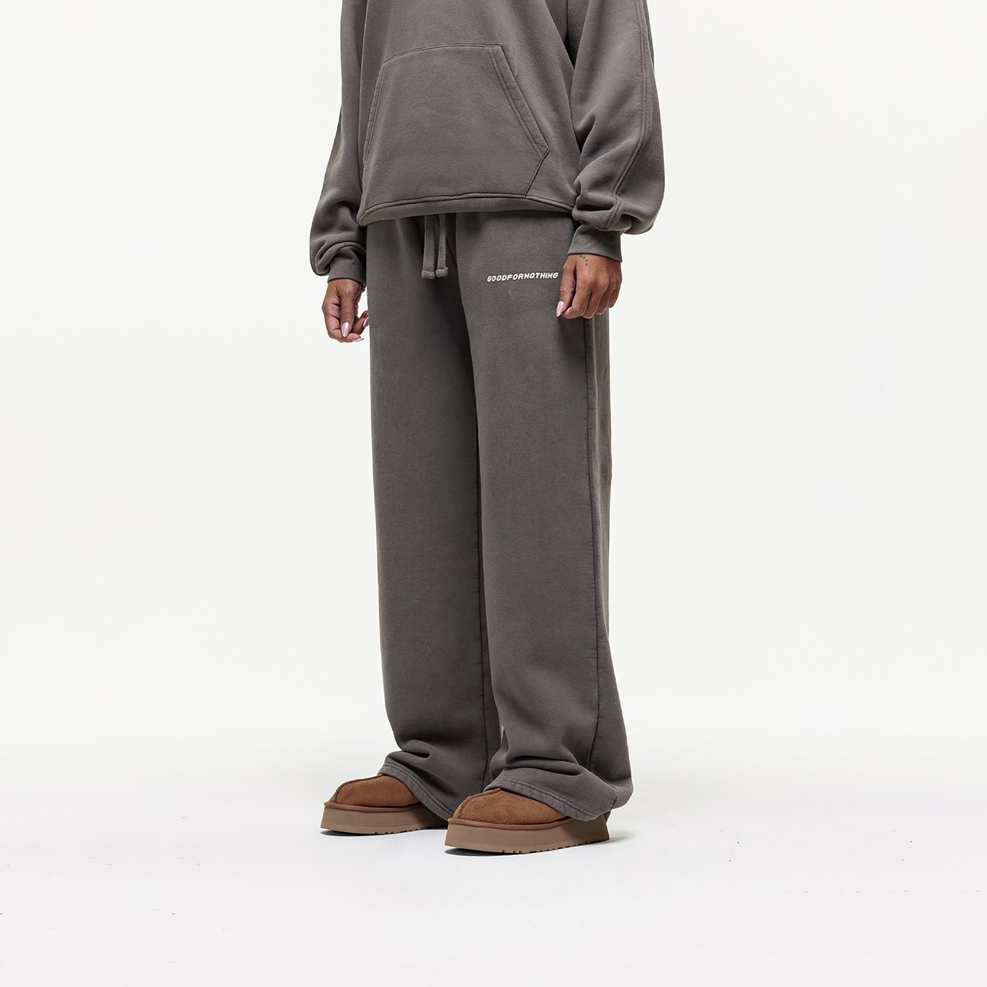 Good For Nothing Taupe Vintage Washed Wide Leg Joggers - Taupe Image 4
