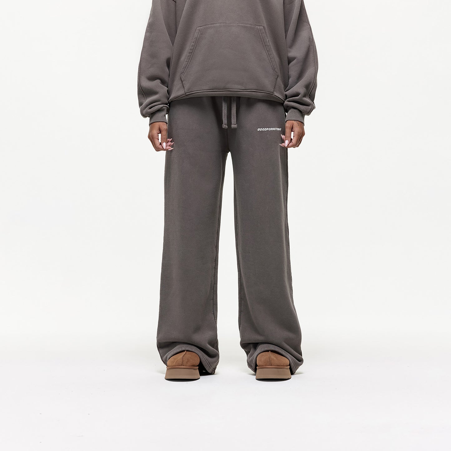Good For Nothing Taupe Vintage Washed Wide Leg Joggers - Taupe Image 1