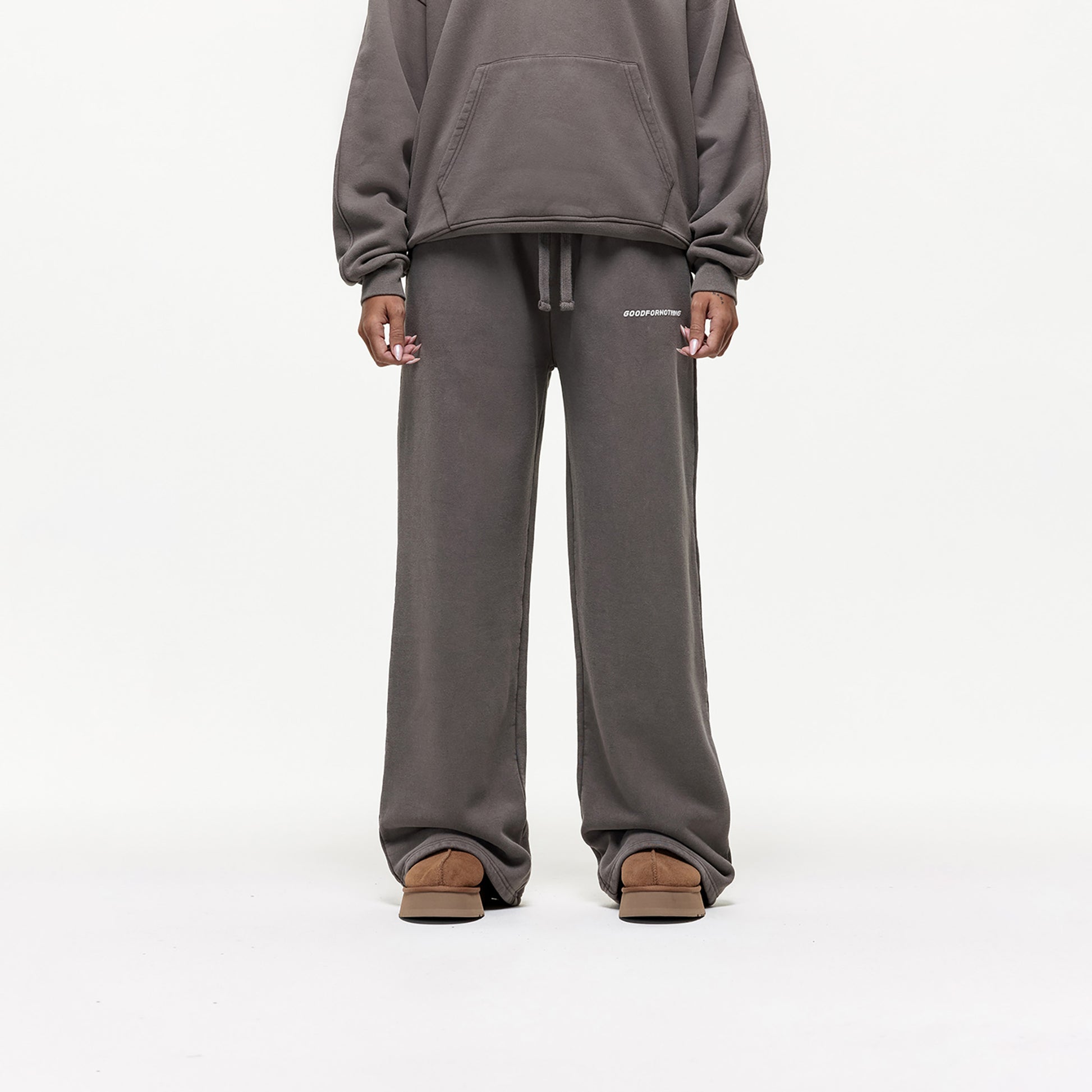 Good For Nothing Taupe Vintage Washed Wide Leg Joggers - Taupe Image 1
